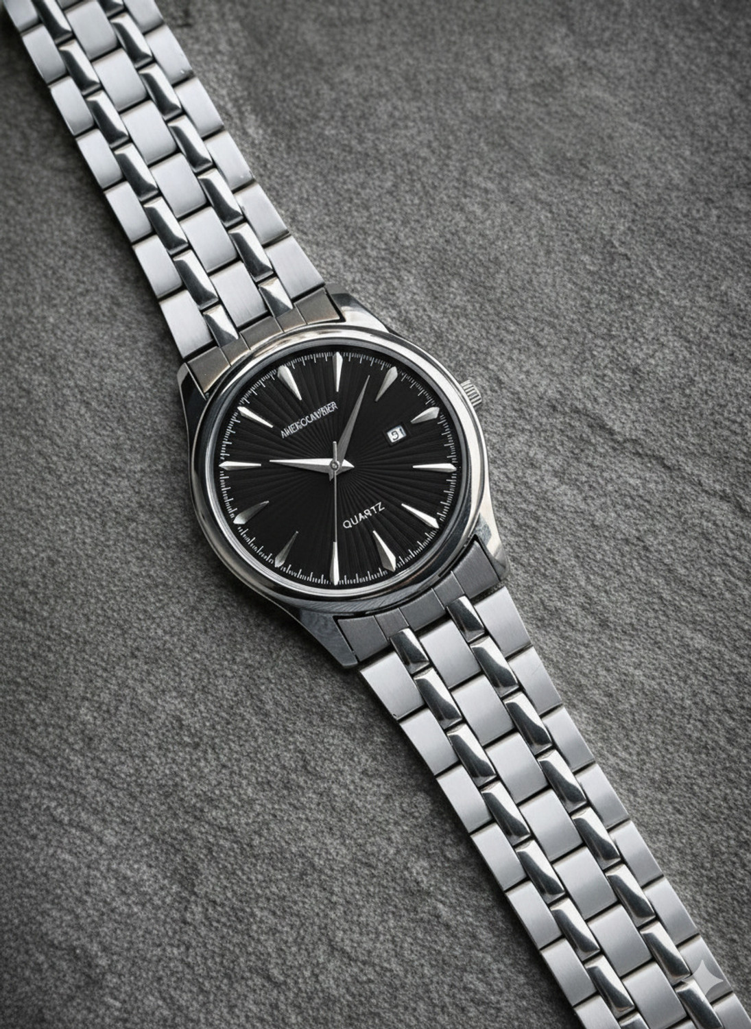 Image of Americanviber AVM0045 Round Dial Stainless Steel Belt Watch with Date Function Analog Watch - For Men