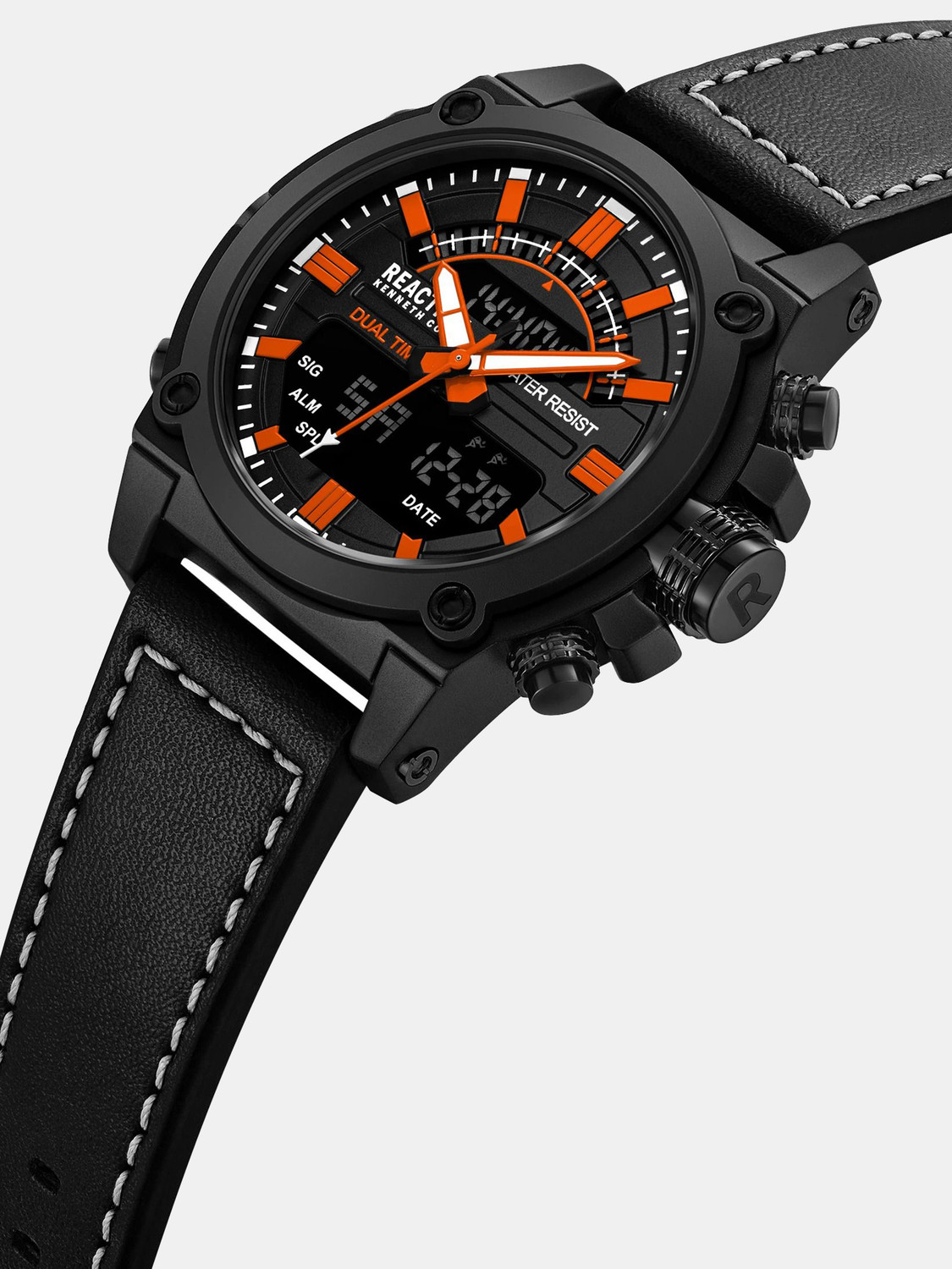 Image of Kenneth Cole Reaction New Collection Black Round Dial | Digi-Analog Watch for Men's | KRWGP0069903 Analog-Digital Watch - For Men