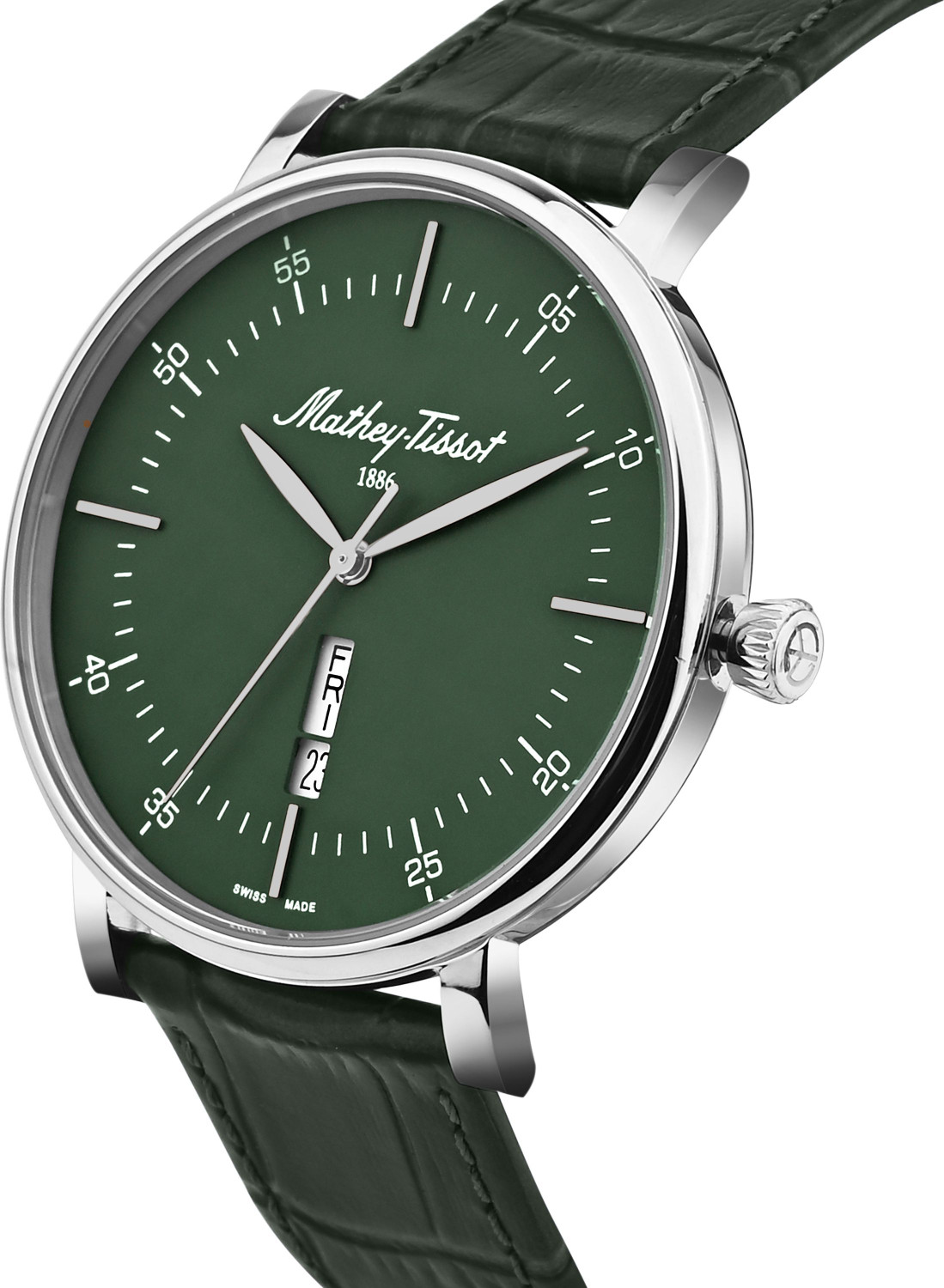 Image of Mathey-Tissot H7918ALV Swiss Made Monsoon Day-Date Quartz Green Dial Analog Watch - For Men