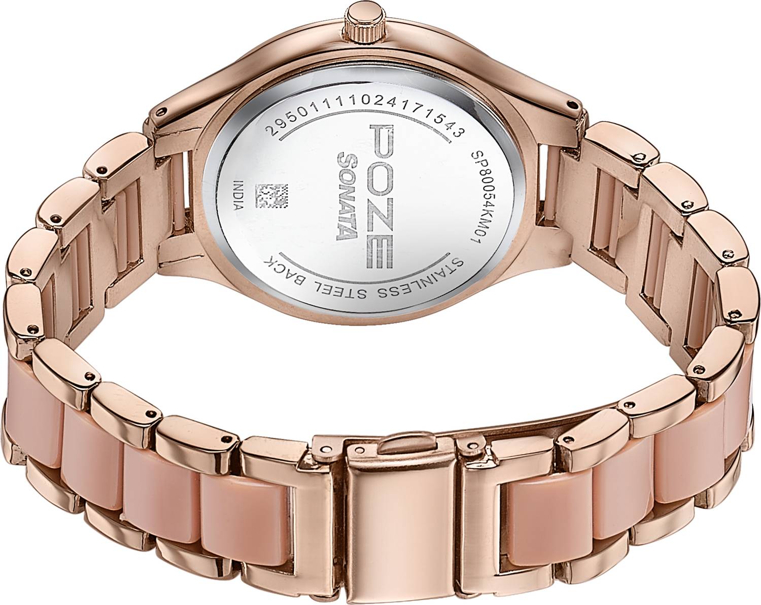 Sonata Poze Color Sway Quartz Rose Round Dial Women's Watch - Image 5
