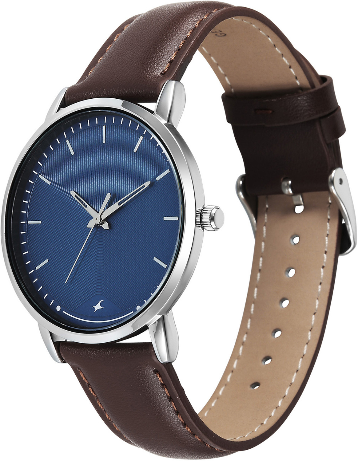 Image of Fastrack Stunners X Fastrack Stunners X Quartz Blue Dial Brown Leather Strap Analog Watch - For Men
