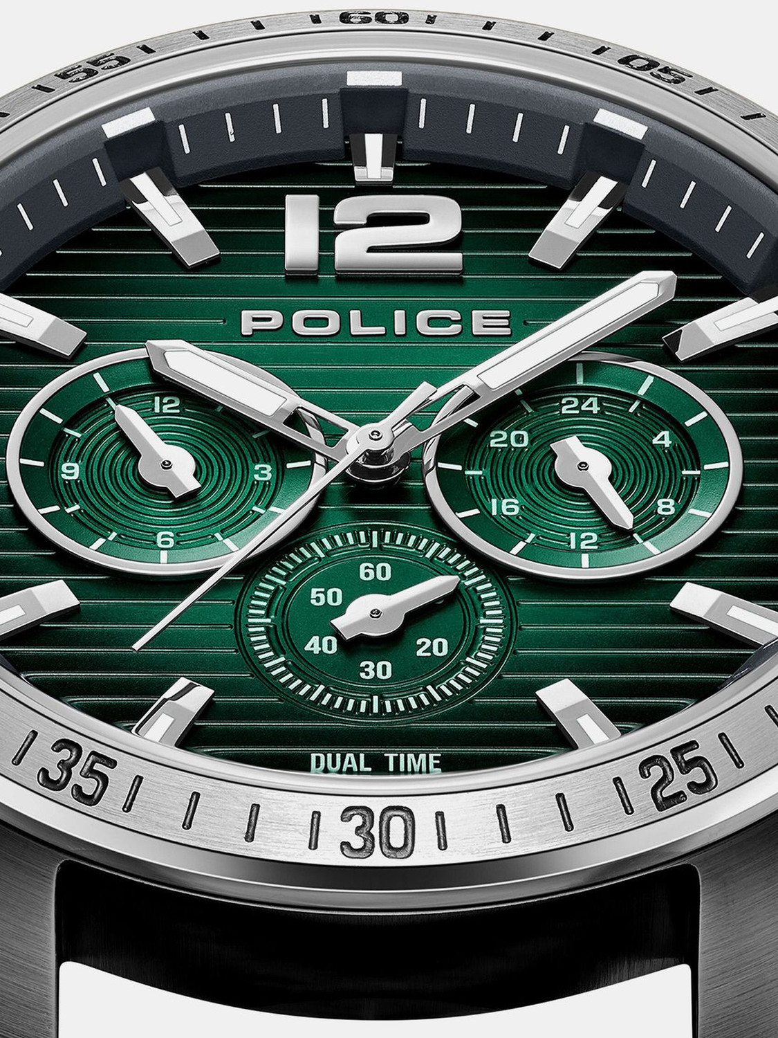 Image of Police Multifunction Green Dial Black Leather Strap Analog Watch - For Men PLPEWGF0040141,NTPLPEWGF0040141