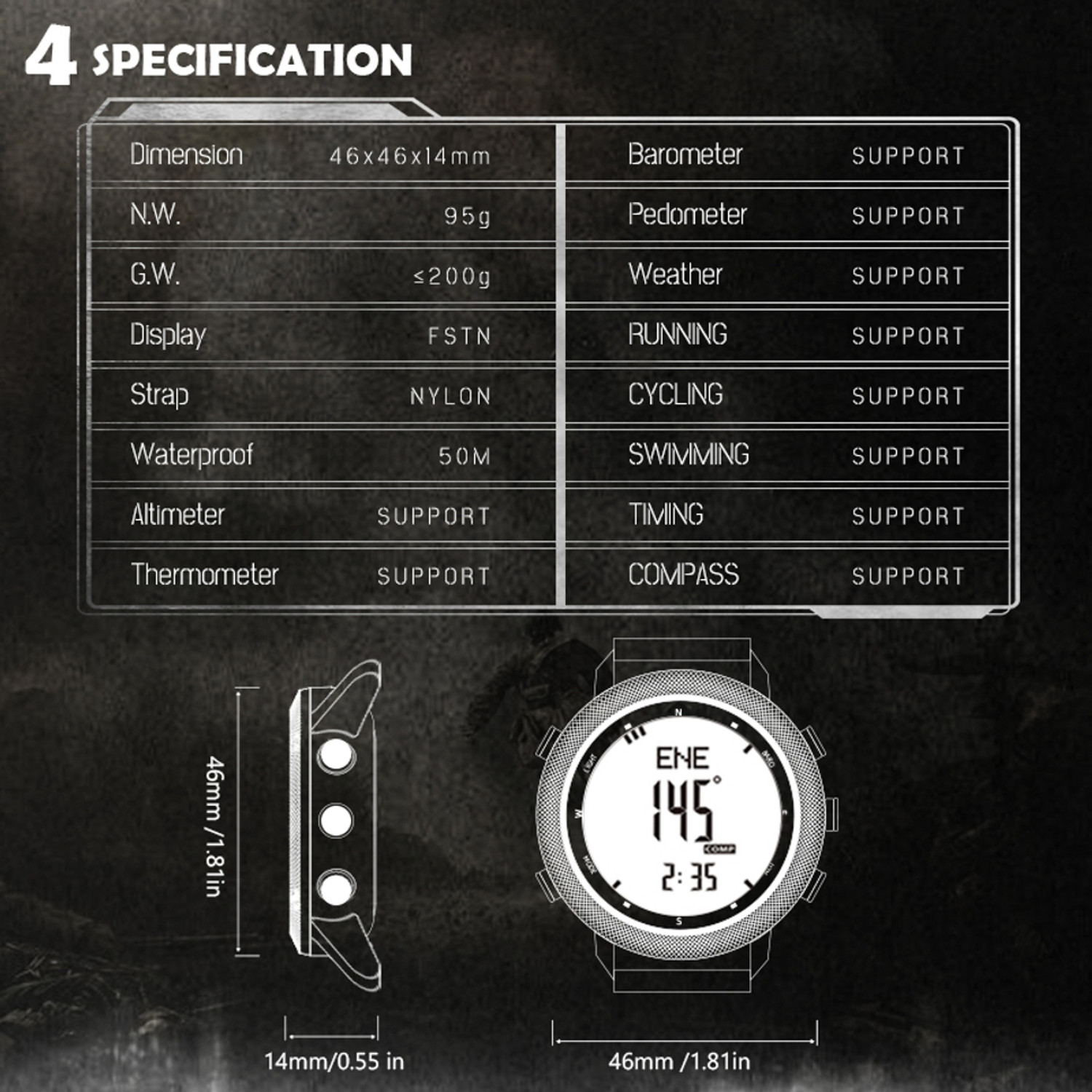 Image of North Edge APACHE AP46 APACHE AP46 Digital Military Series Digital Watch - For Men