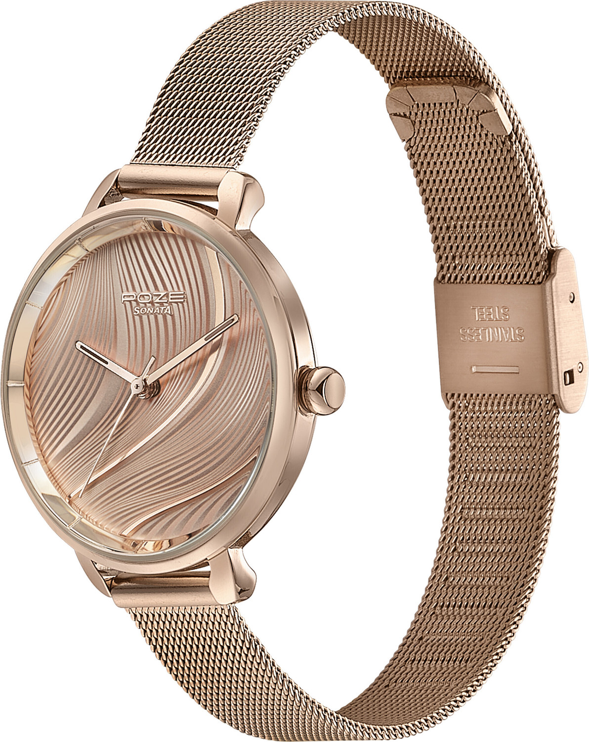 Image of SONATA Poze Rose Gold Strap with Rose Gold Dial Analog Watch - For Women