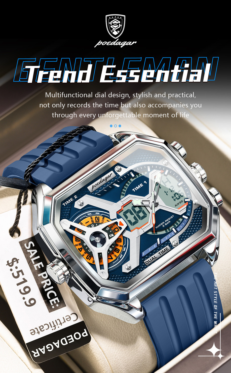 Image of POEDAGAR E106G-A Analog-Digital Watch - For Men