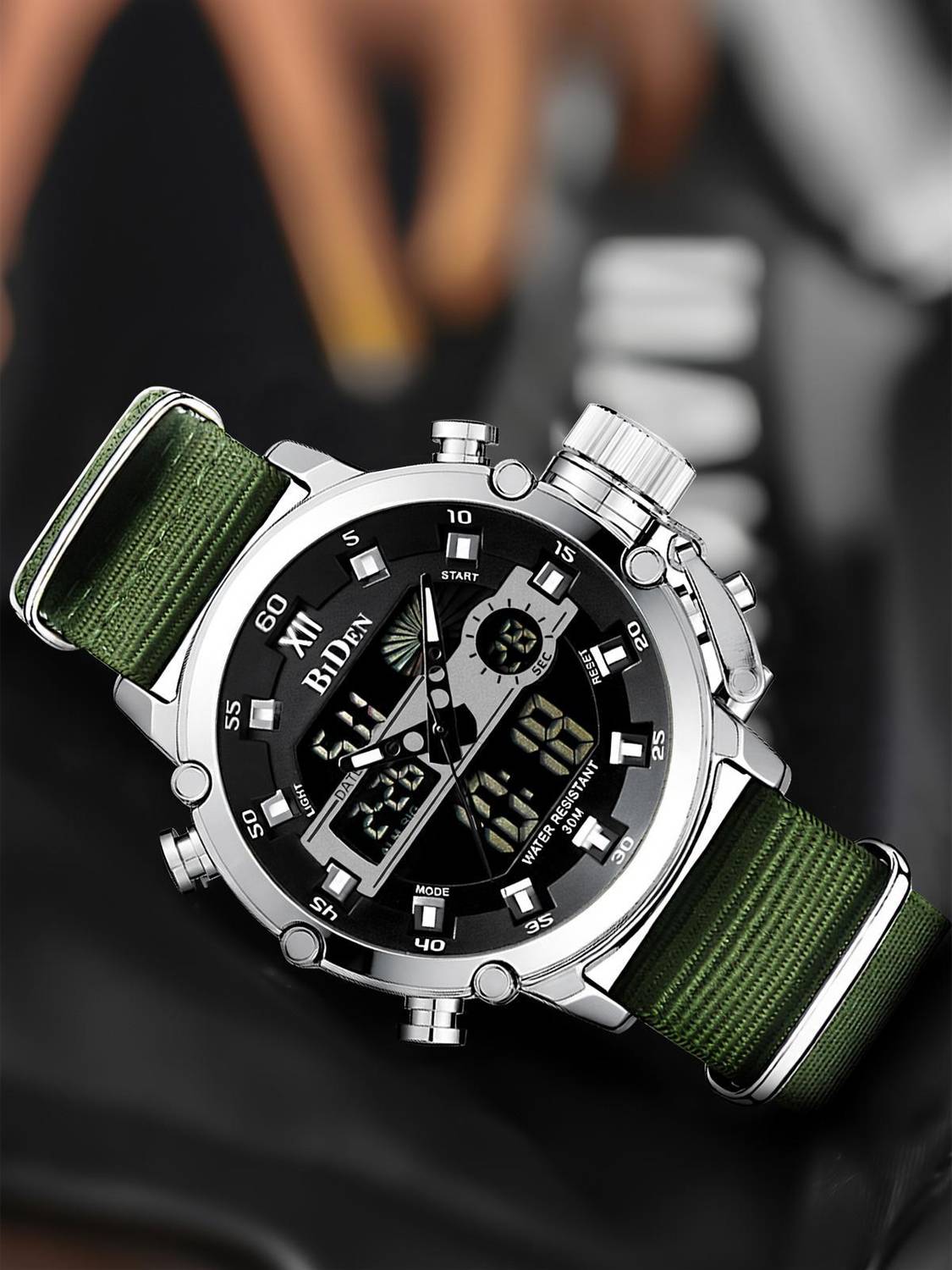 BIDEN Mens Watch Dual Time Chronograph Luxury Analog Digital Wrist Watch For Men Analog-Digital Watch  - For Men