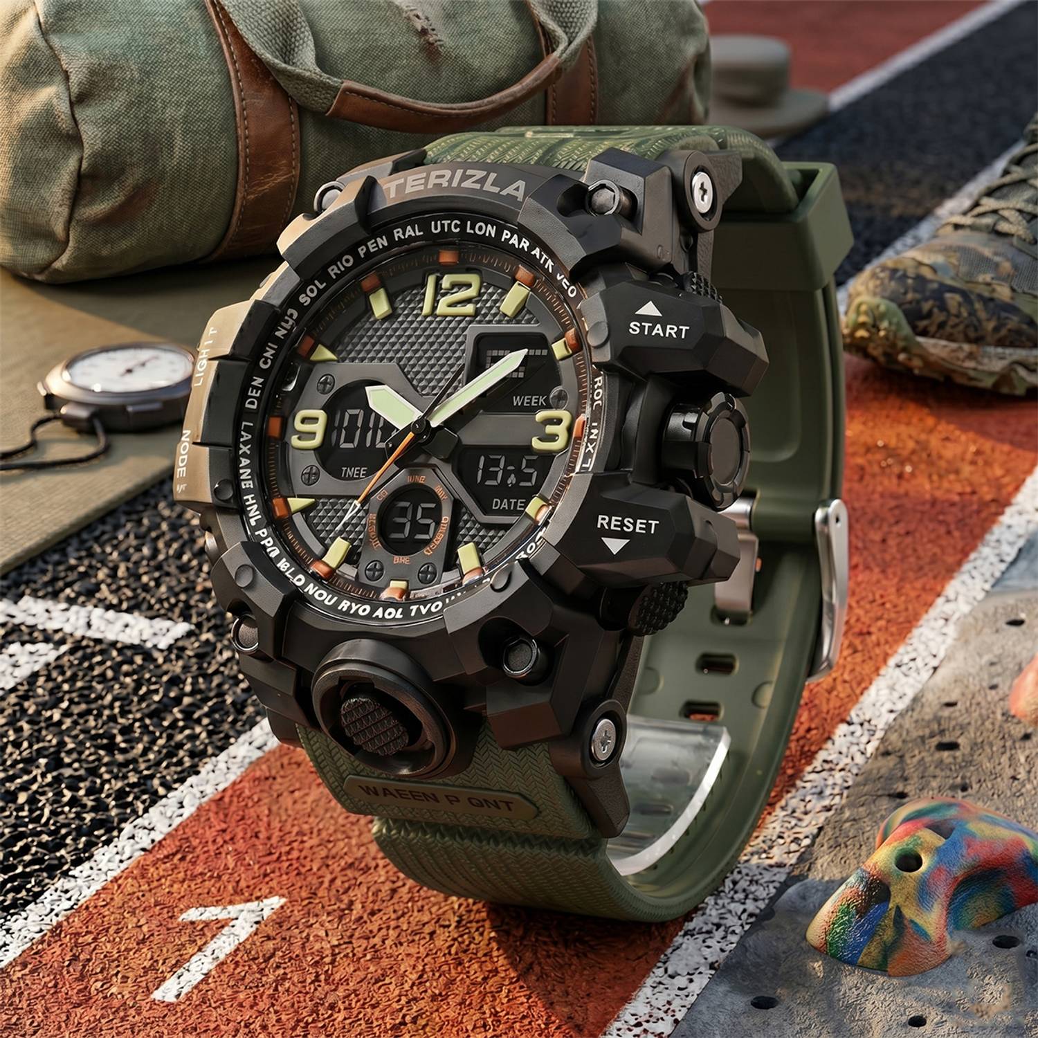 TERIZLA 1327 Sport Green Army Watch - Image 3