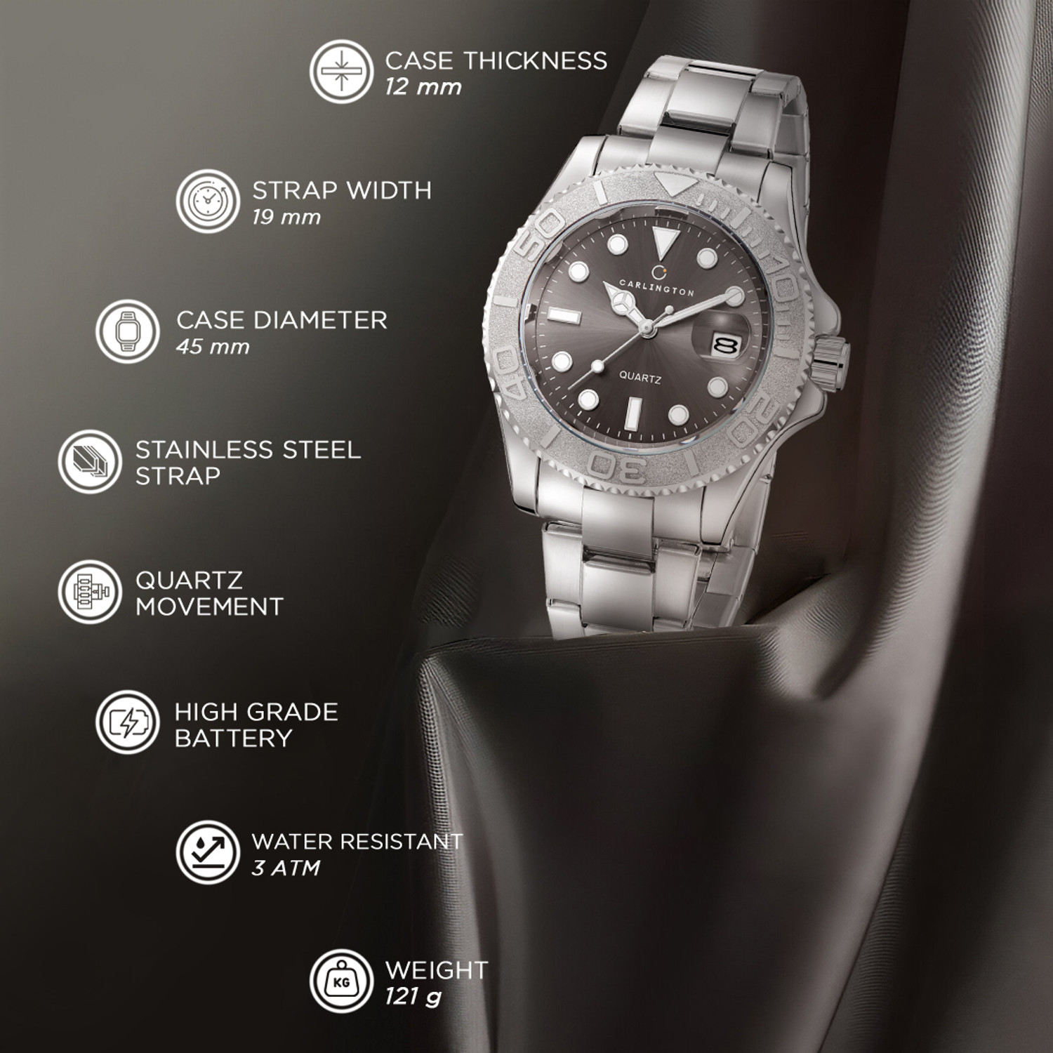 Image of Carlington CT 4010 Steel Carlington Meridian Series Premium Gents Wrist Watches Analog Watch - For Men