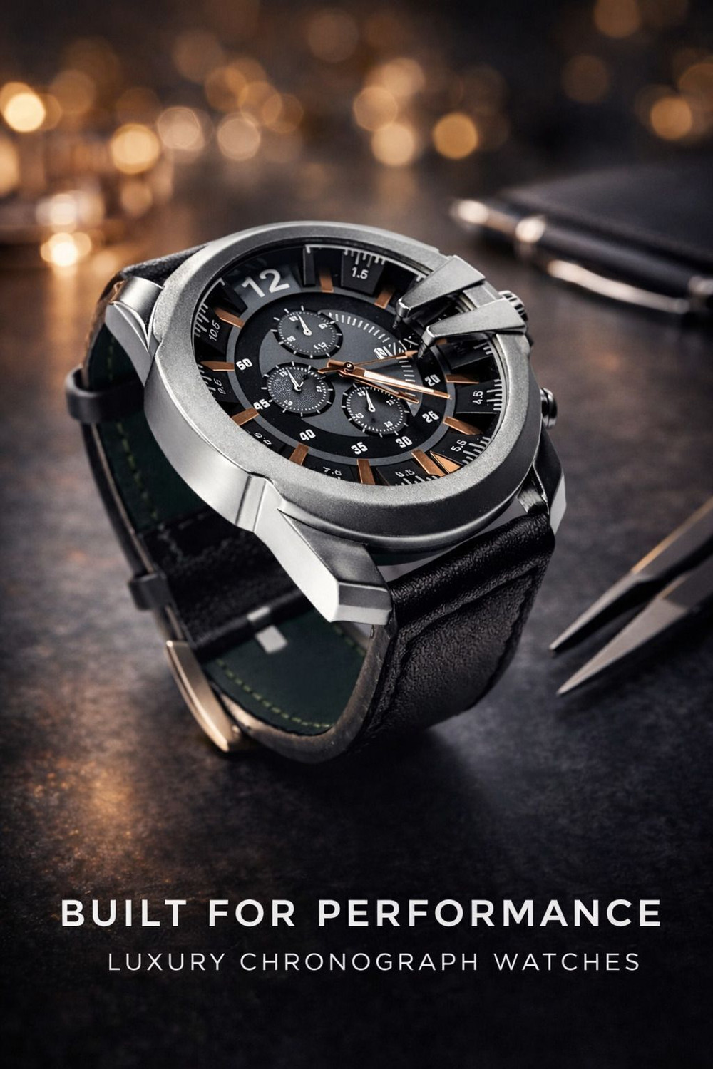 Image of HMM Collection Black Analogue Watch Analog Watch Wizz Luxury Black Analogue Watch Analog Watch - For Men