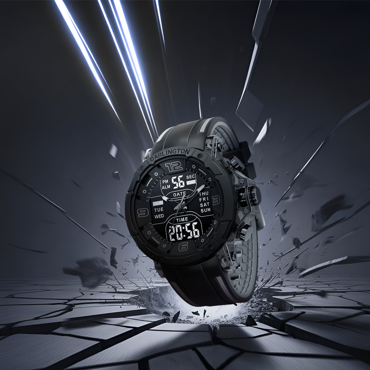 Image of Carlington CT 8140 Black Velocity Series Analog-Digital Watch - For Men