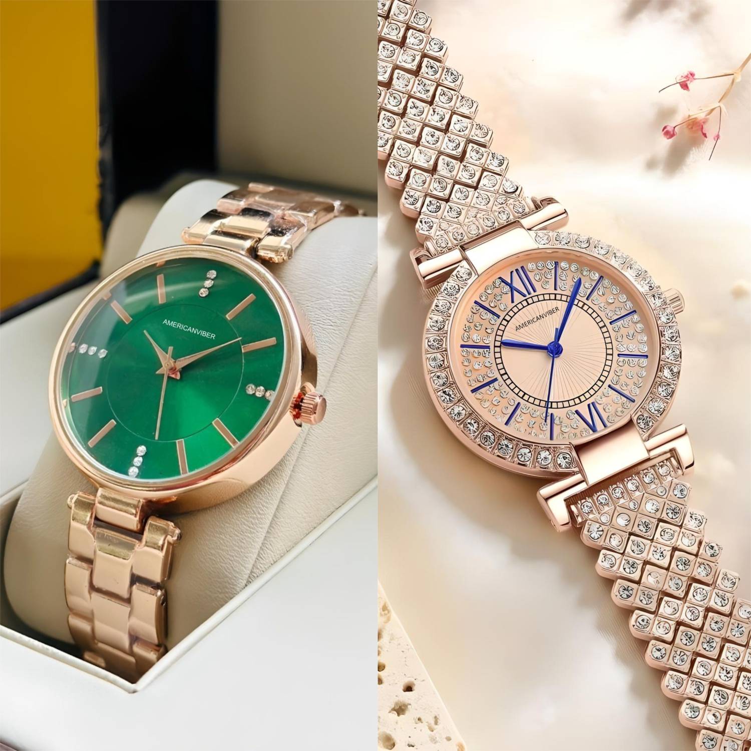 Americanviber DRW0010023 Premium Color Smooth Finish COMBO Pack 2 Analog Watch - For Women