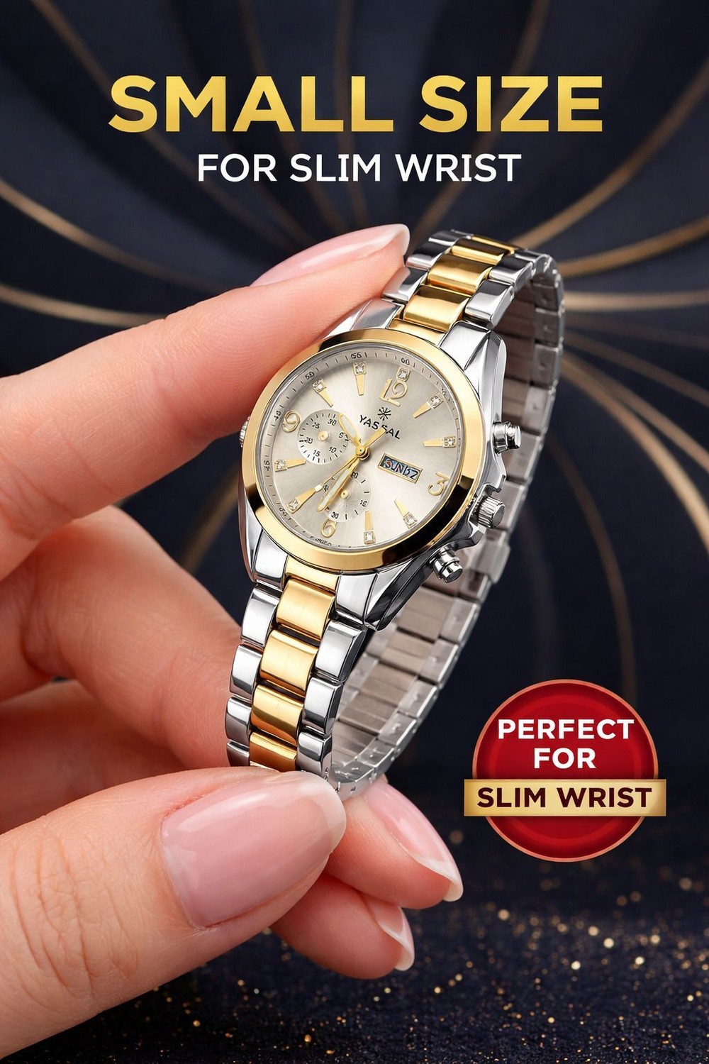 Image of InnoNest Global Round Dial wrist watch For Boys and Mens Golden Chain Studded Wrist Watch Digital Watch - For Men