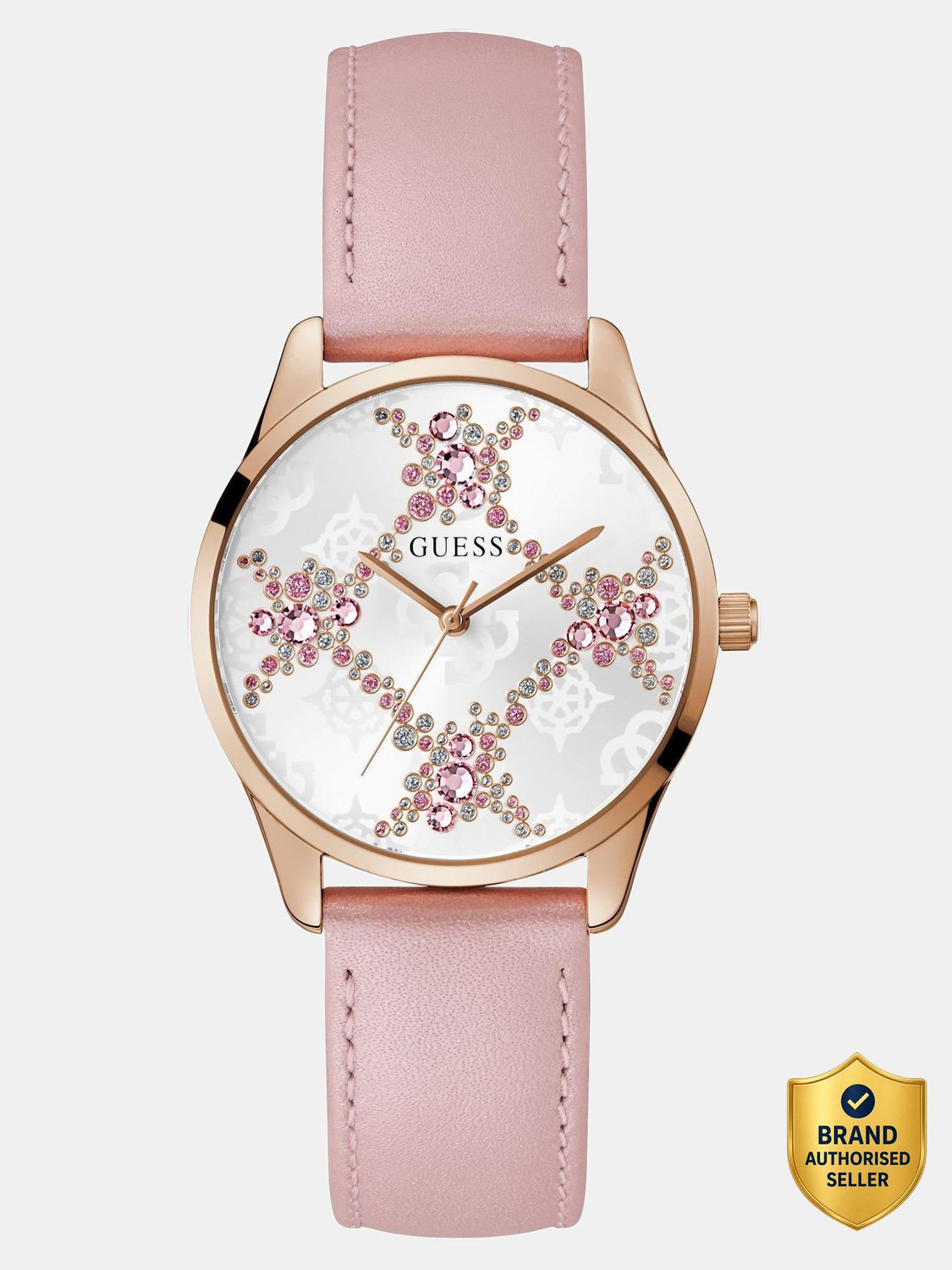 Image of GUESS White Dial With Stones Analog Watch - For Women