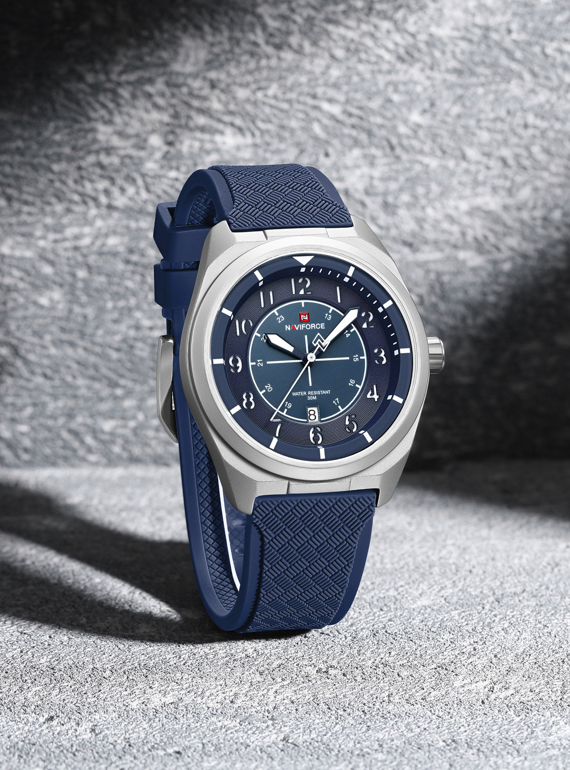 Image of NAVIFORCE NF9281T Silver Case With Blue Silicon strap Analog Watch - For Men