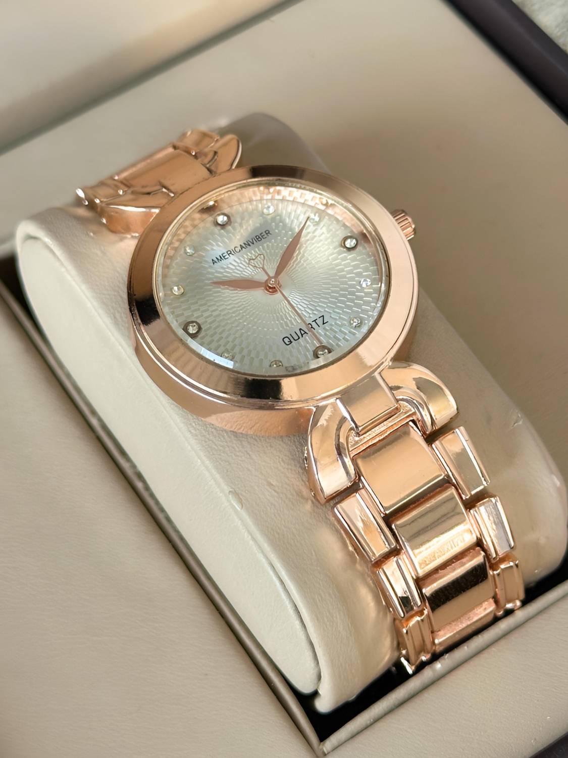 Americanviber AVW0037 Elegant Crystal Studded Dial Women's Watch Designer Bangle Style Watch for Girl Analog Watch - For Women