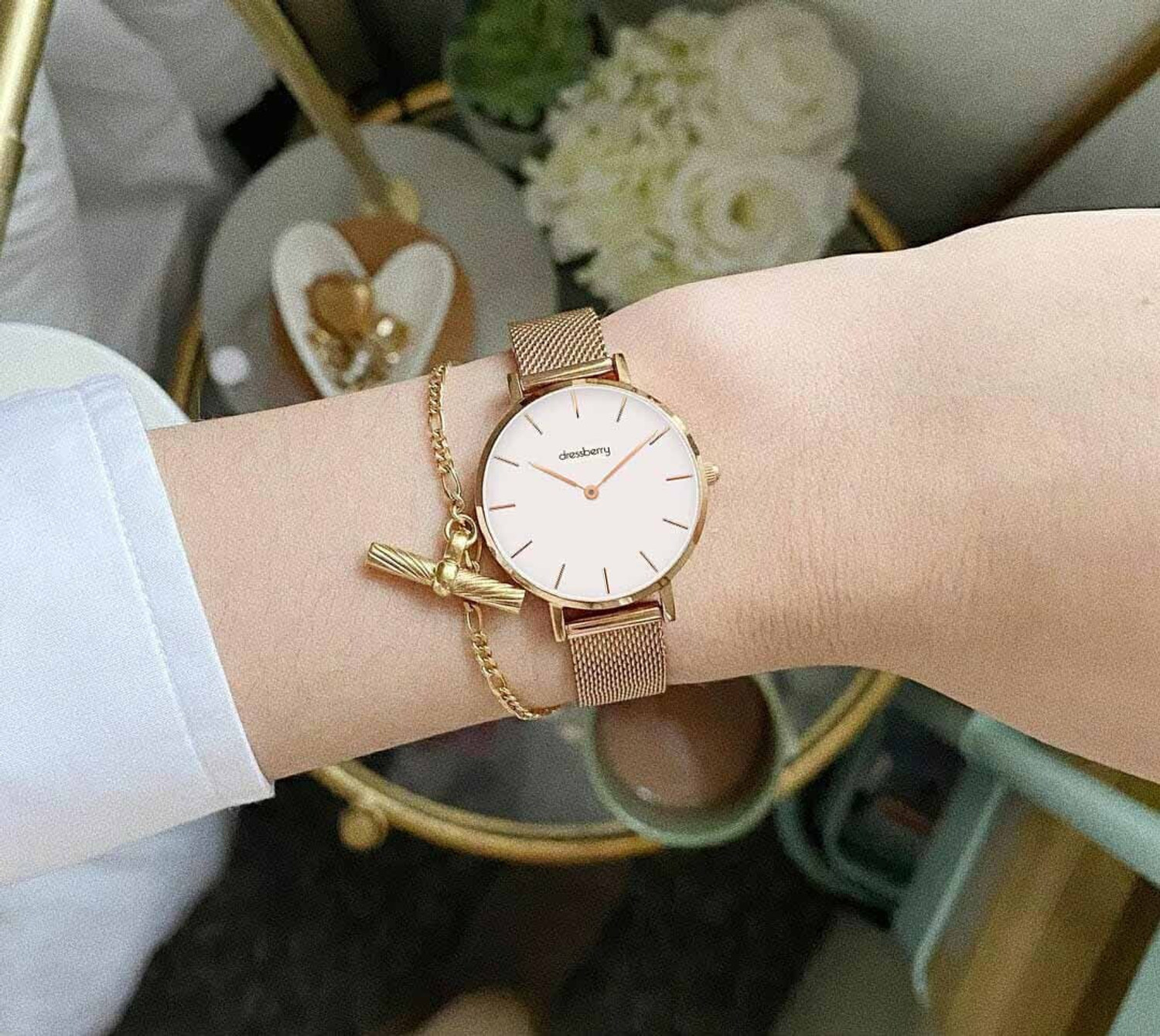 Image of Dressberry 336KKM01 Dressberryb Premium Aritocrat White Round Dial Women's & Girl's Analog Watch - For Women