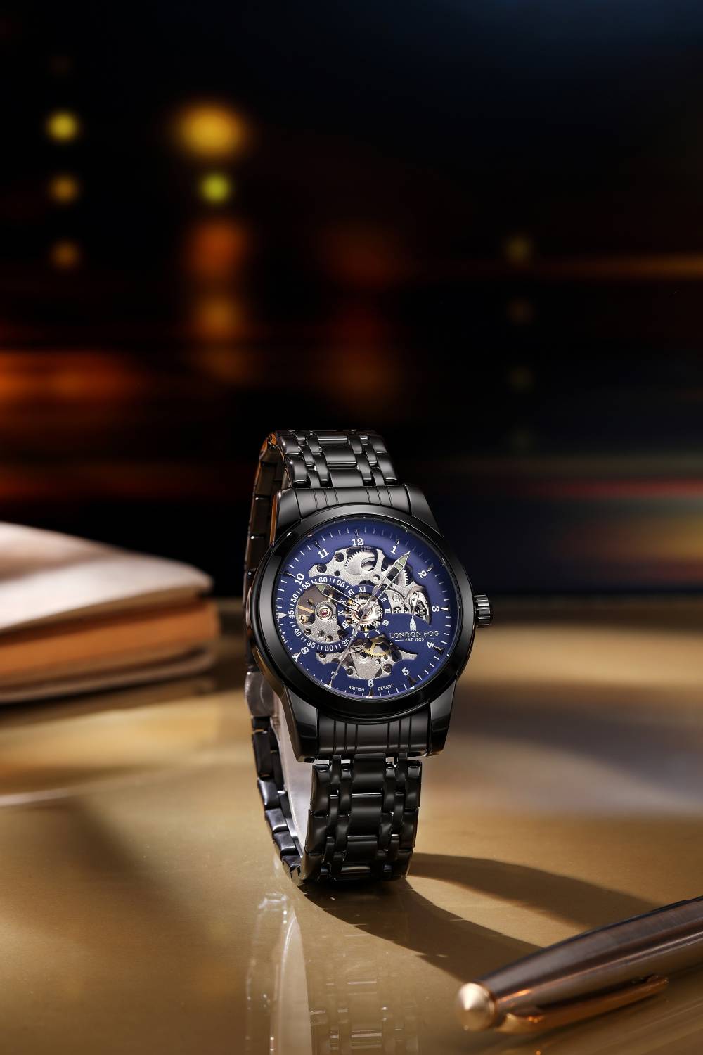 London Fog Richmond Skeleton Watch - Black - Image 3