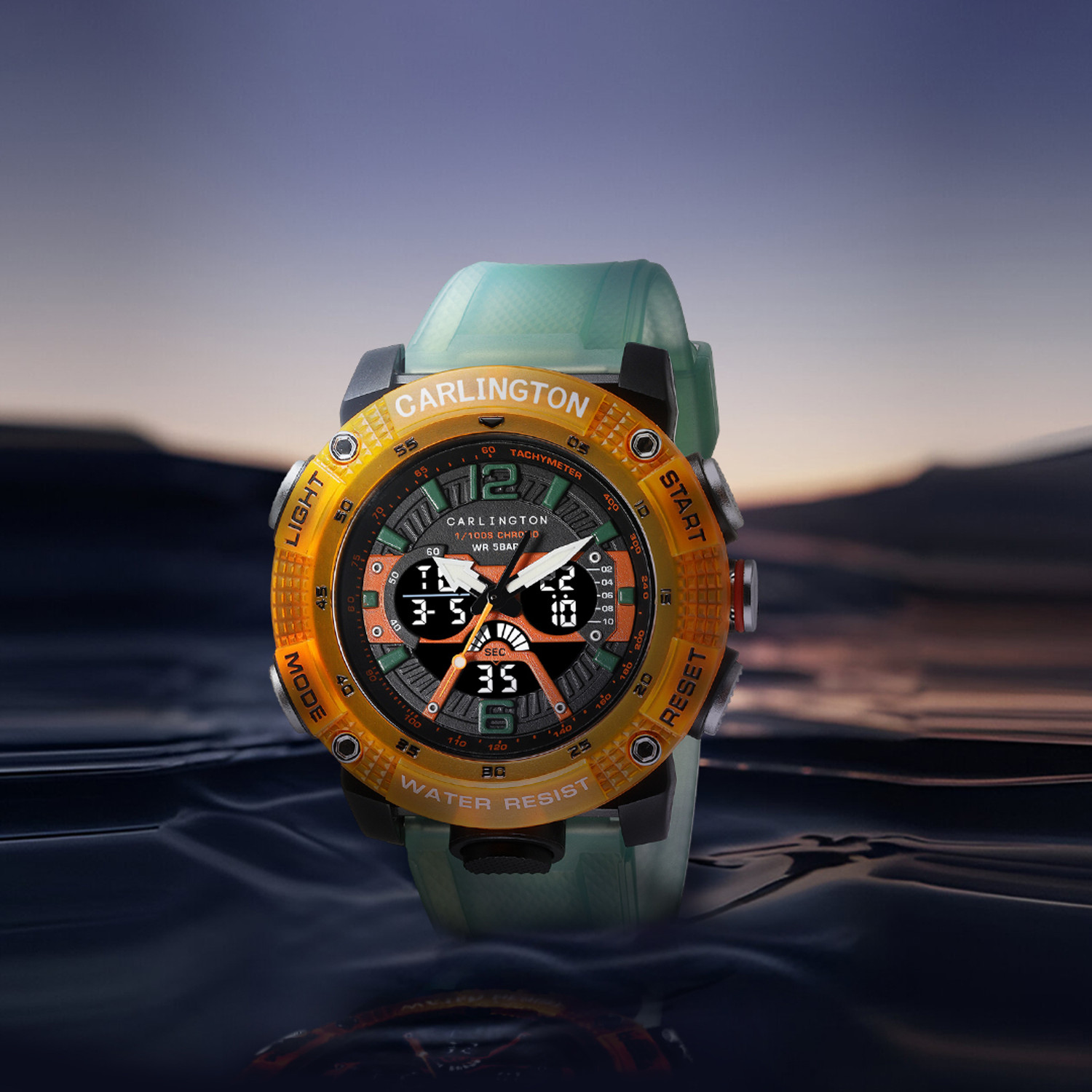Image of Carlington CT 8058 Green Velocity Series Analog-Digital Watch - For Men