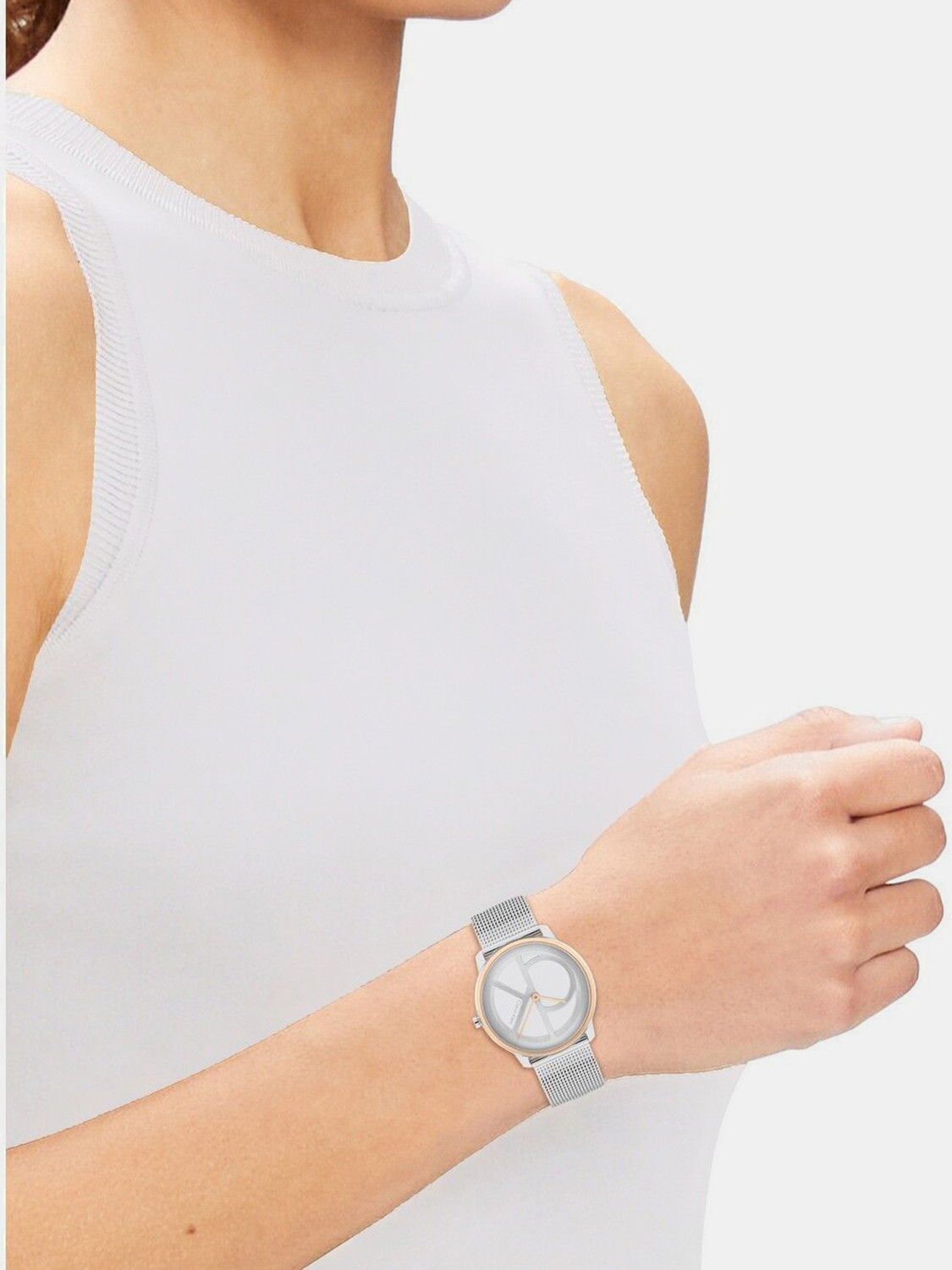 Image of Calvin Klein Ck Iconic Iconic Qtz Basic Slim Silver White Round Dial Unisex / Analog Watch - For Men & Women