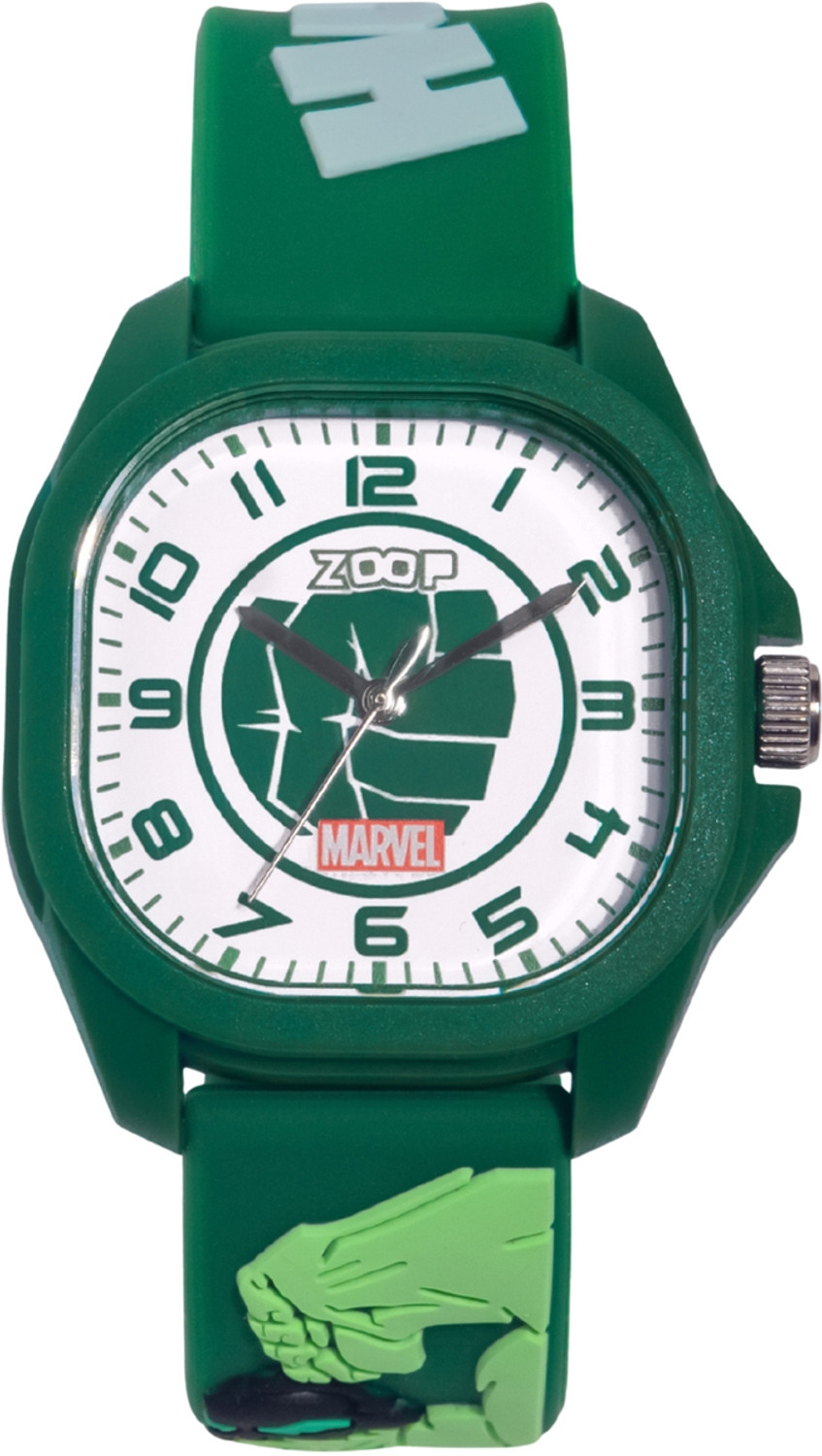 Image of Zoop From Titan Zoop Marvel Zoop Marvel White Hulk Dial & Green Strap from House of Titan Analog Watch - For Boys