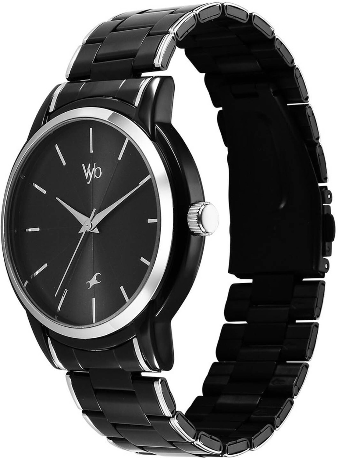 Image of Fastrack Fastrack Vyb Quartz Black Dial Silver + Black Sheet Metal Strap watch for Men Analog Watch - For Men