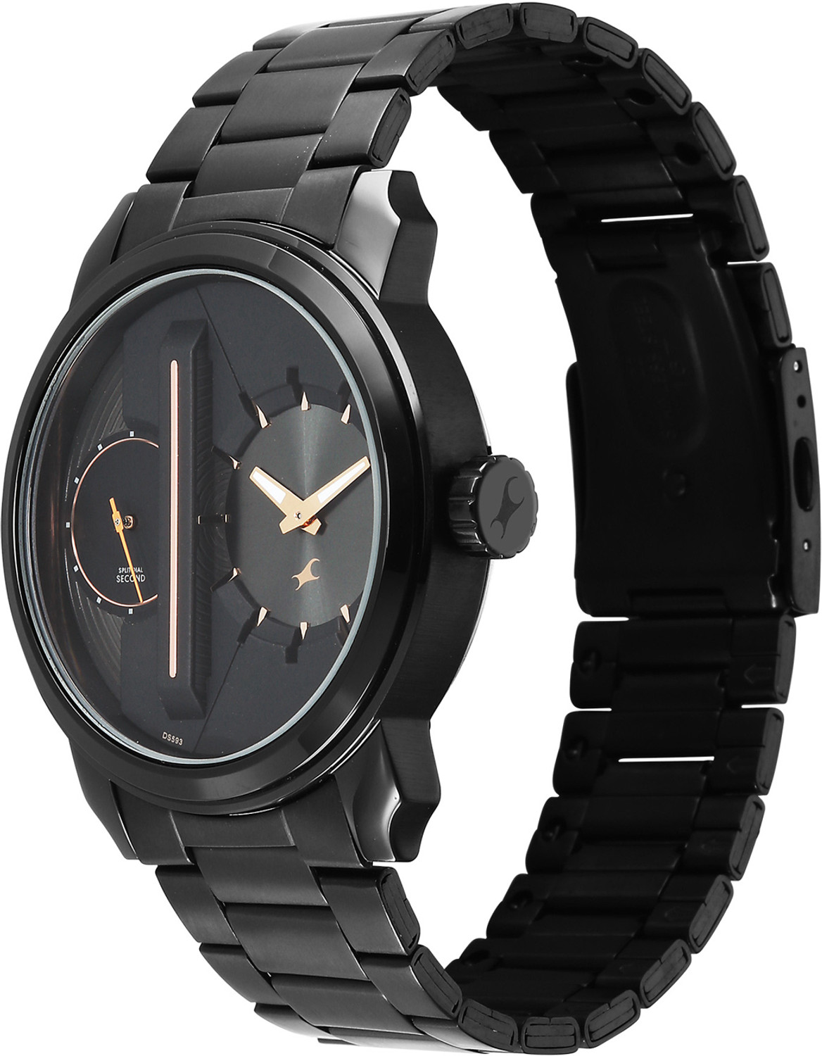 Image of Fastrack Fastrack Pulse IV Quartz Black Dial Black Stainless Steel Strap Analog Watch - For Men
