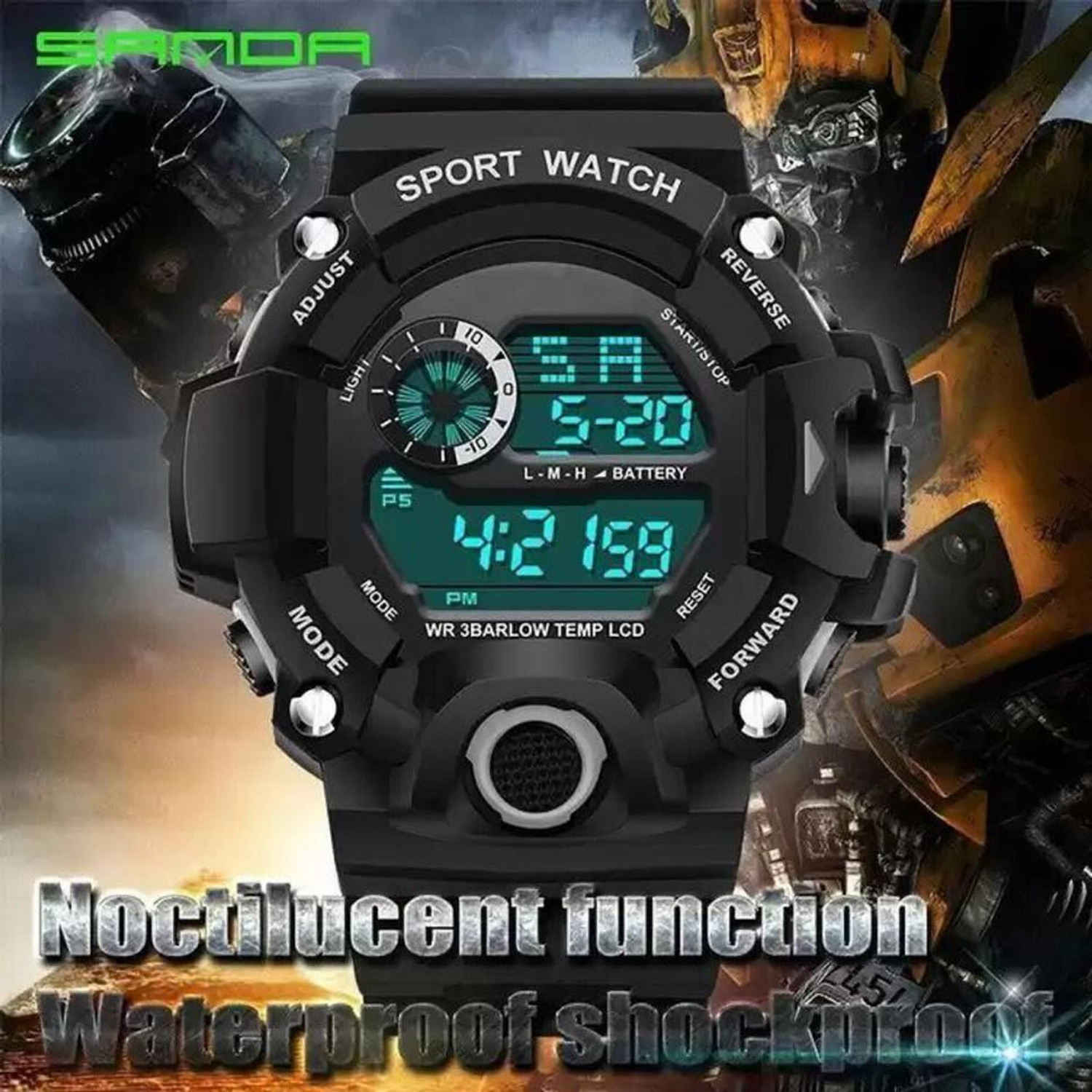 Image of Kovonsh Black Watch Unisex Waterproof Sport Digital Watch Digital Watch - For Boys & Girls