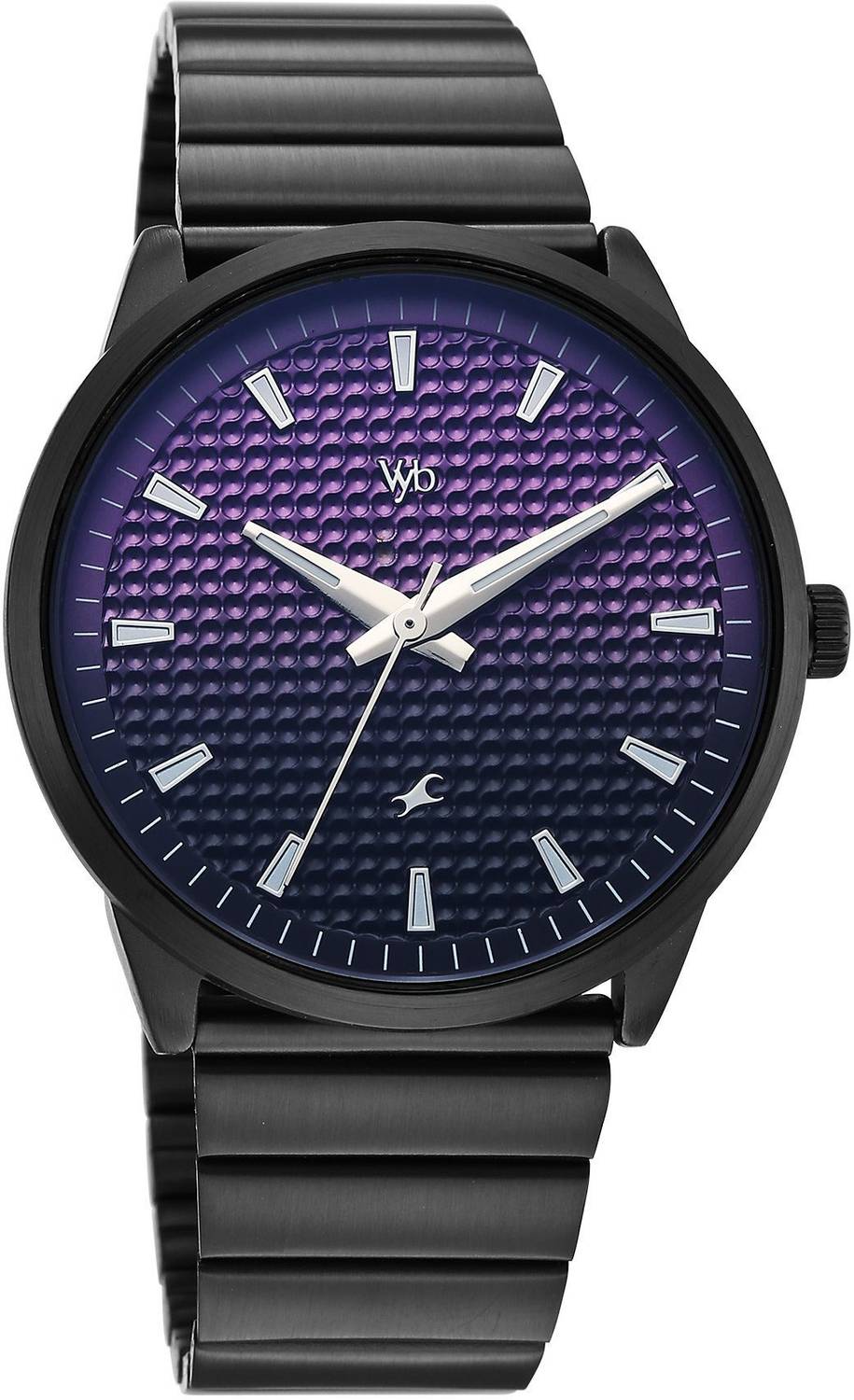 Fastrack Vyb Arcane Quartz Purple Dial Black Stainless Steel Watch - Image 2