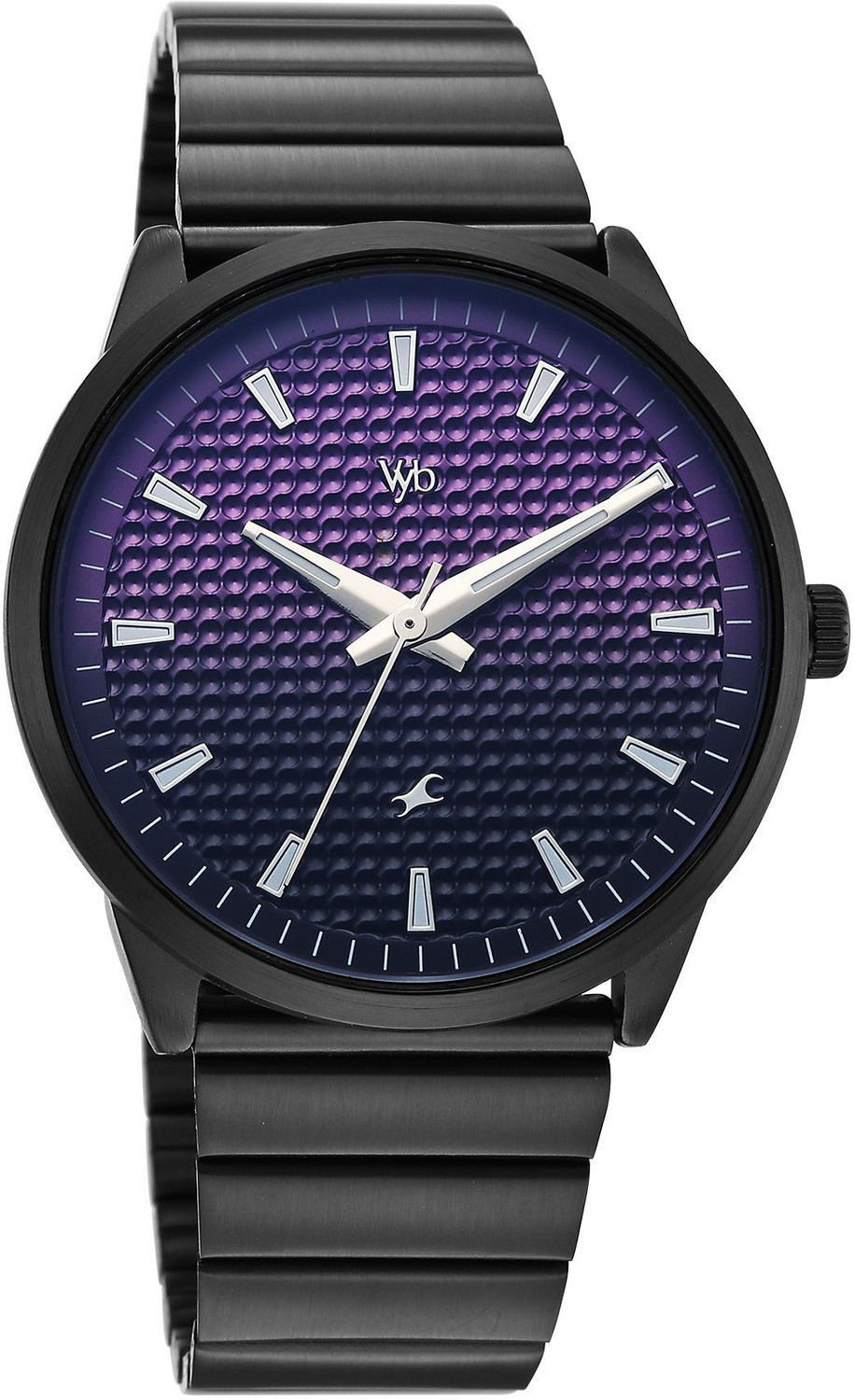 Image of Fastrack Vyb Arcane Fastrack Vyb Arcane Quartz Purple Dial Black Stainless Steel Strap Analog Watch - For Men