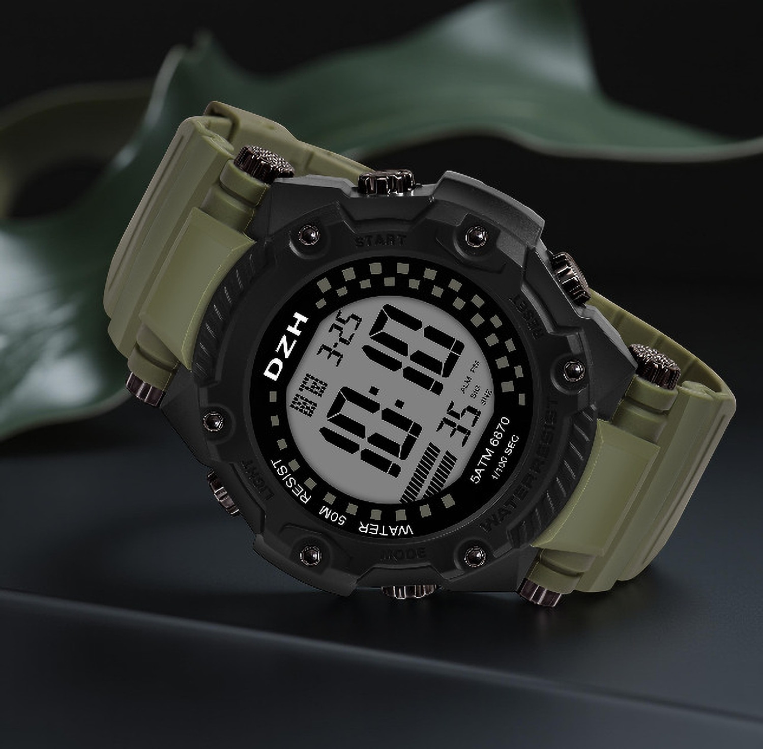 Image of DZH Army Silicone Belt Digital Watch - For Men Multi Functions 1155 Watch