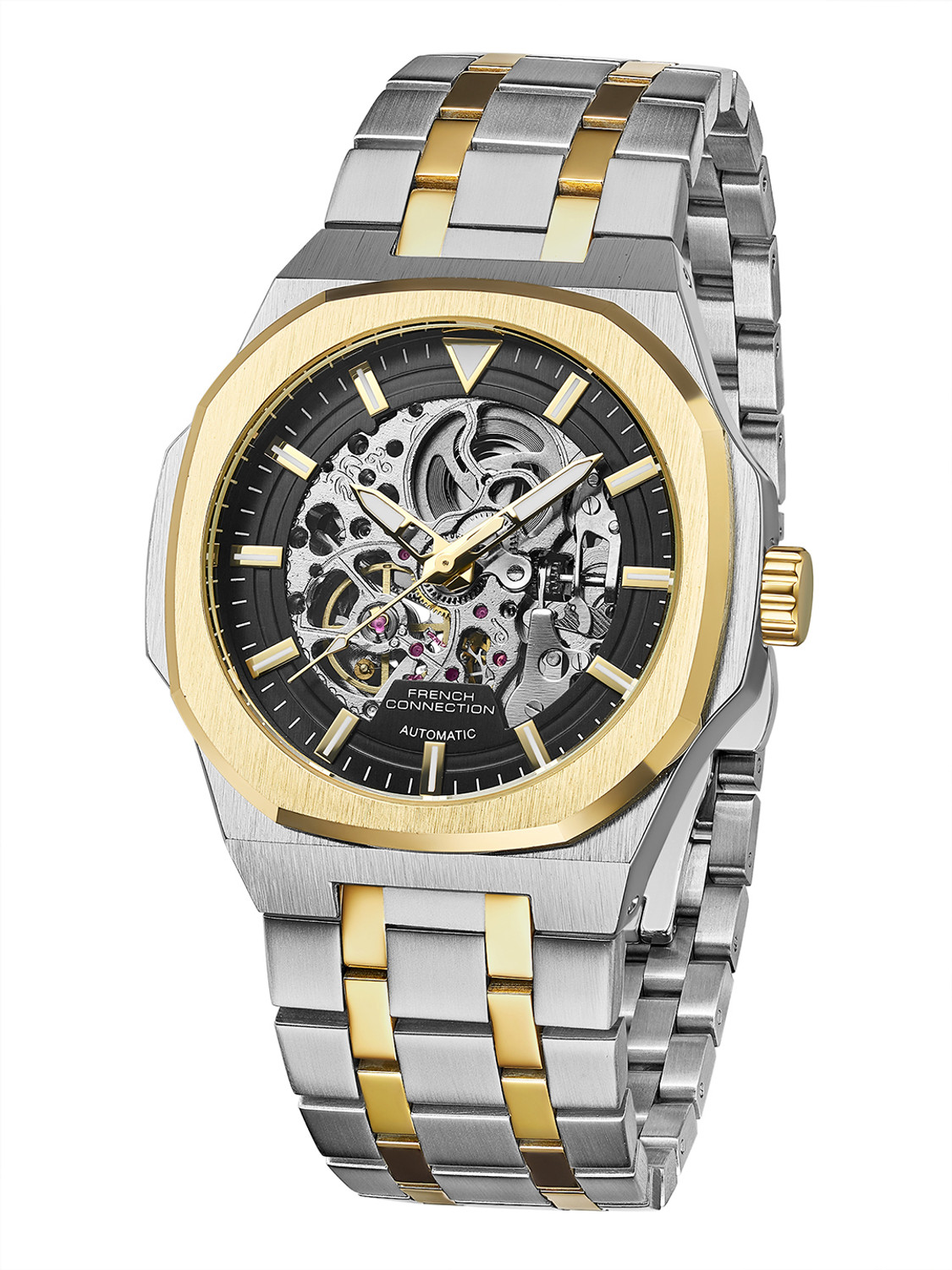 Image of French Connection French Connection Skeleton Dial Stainless Steel Automatic Watch for Men Analog Watch - For Men