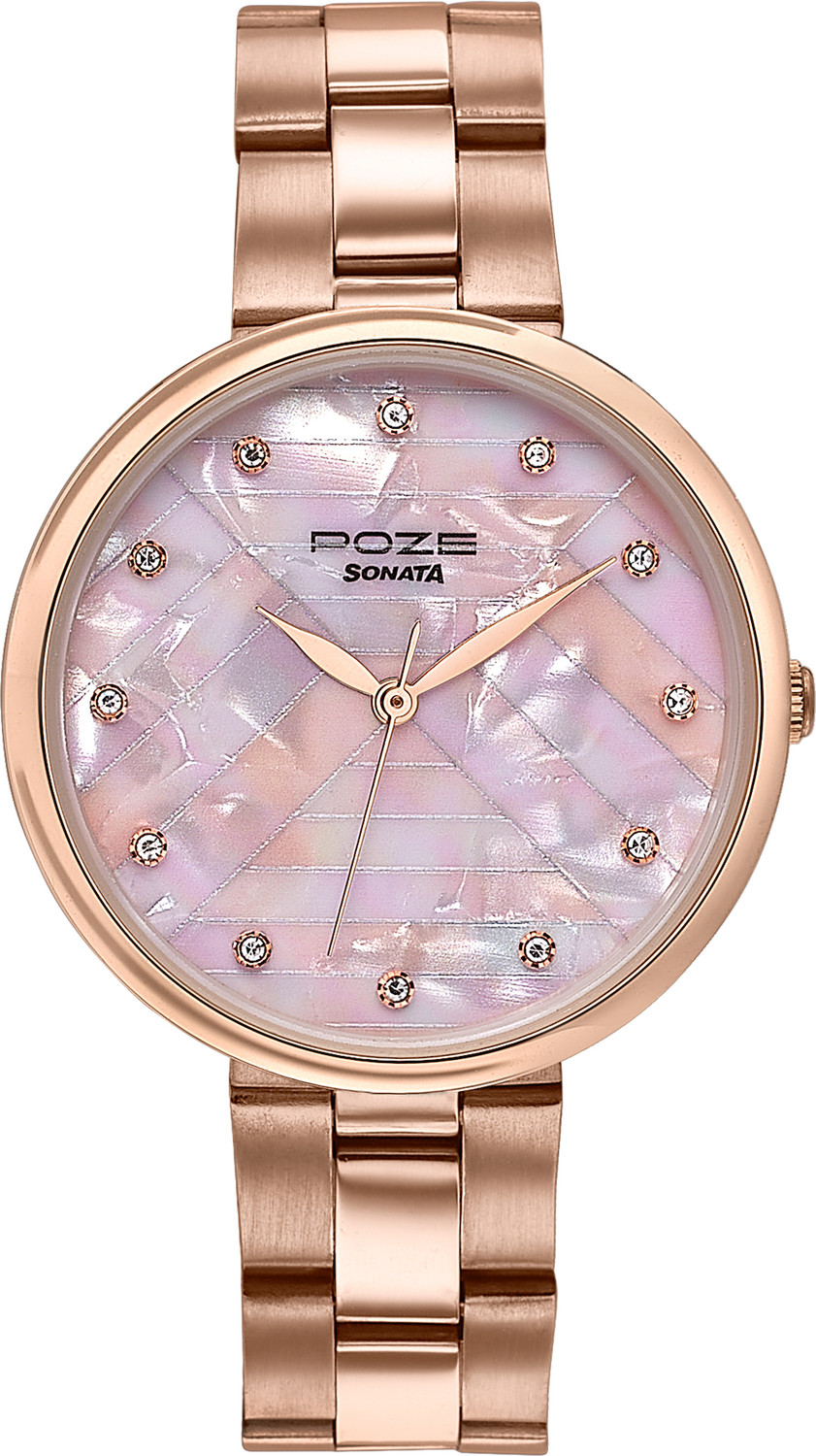 Image of SONATA drop 5 from Poze Sonata Poze Crisscross Coast Quartz Pink Round Dial Women's Watch Analog Watch - For Women