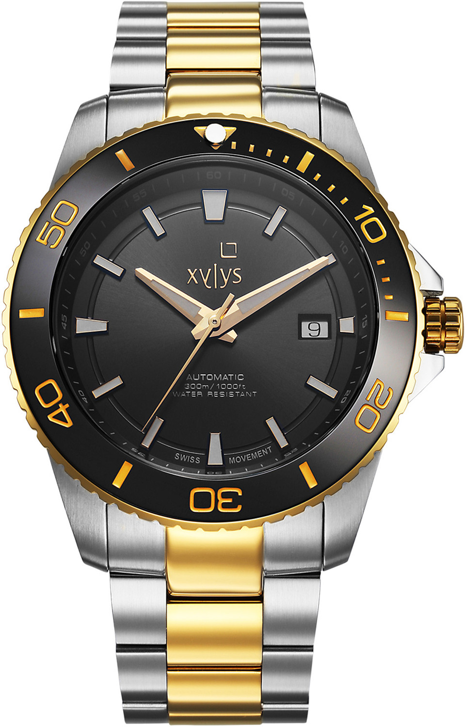Image of XYLYS Sparkle Xylys Automatic with Date Black Dial Two Toned Stainless Steel Strap Analog Watch - For Men