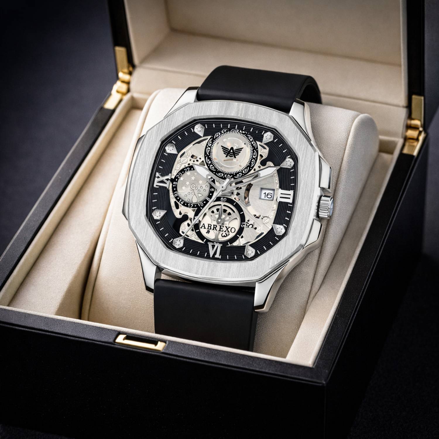 ABREXO Abx8200 Silver Chrono Look Watch - Image 1