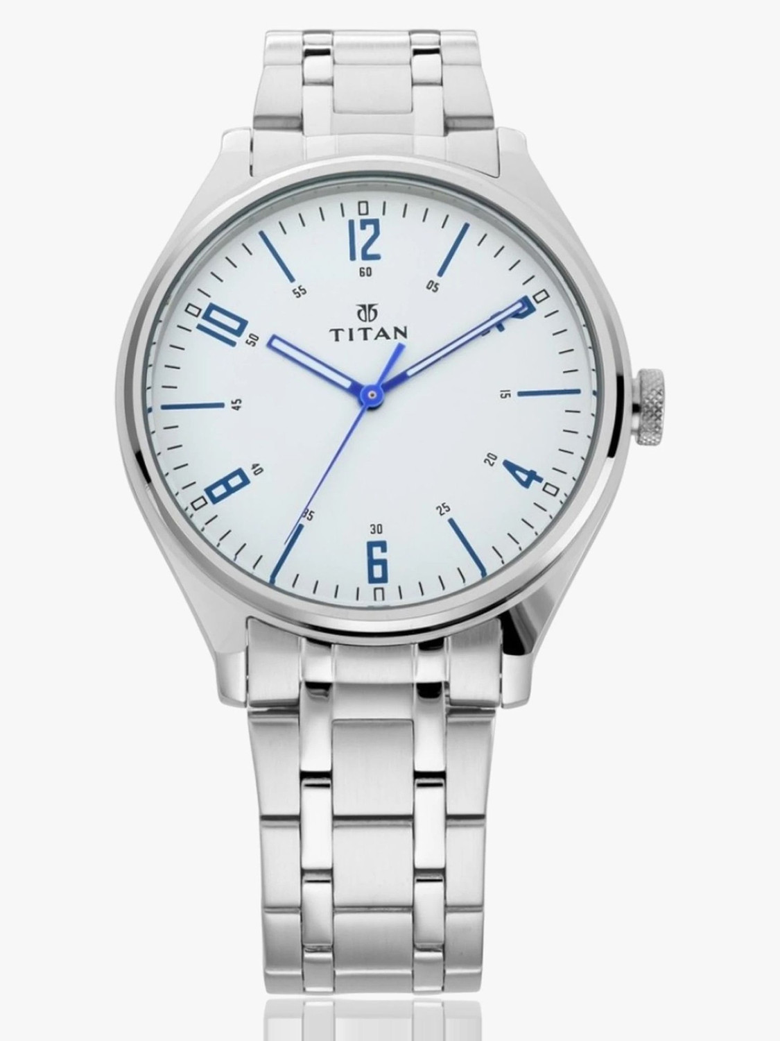 Image of Titan NP1802SM01 Titan Workwear Urban Edge White Dial Silver MetalStrap Analog Watch - For Men