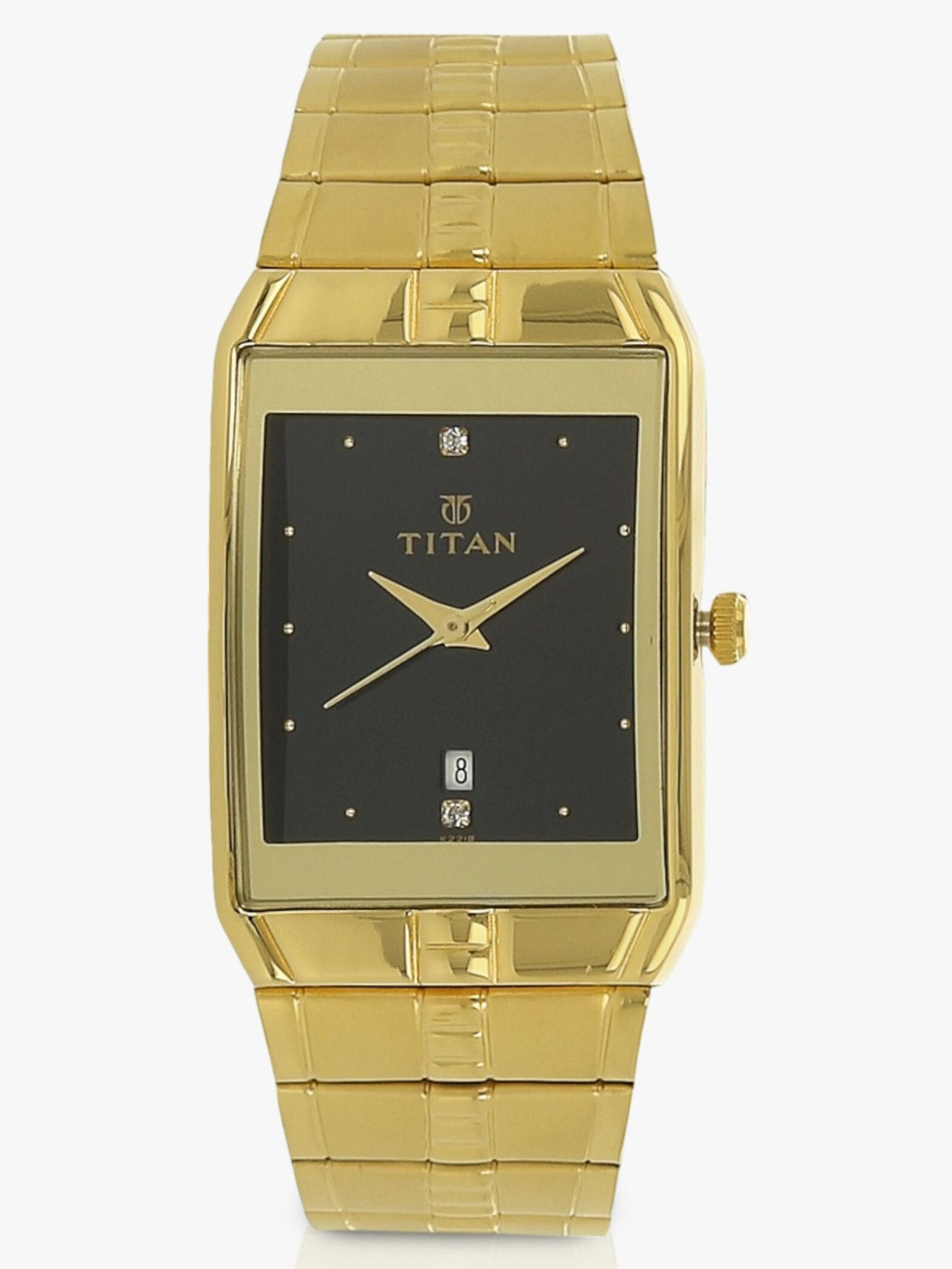 Image of Titan Titan Karishma with Date Black Dial Golden MetalStrap Analog Watch - For Men