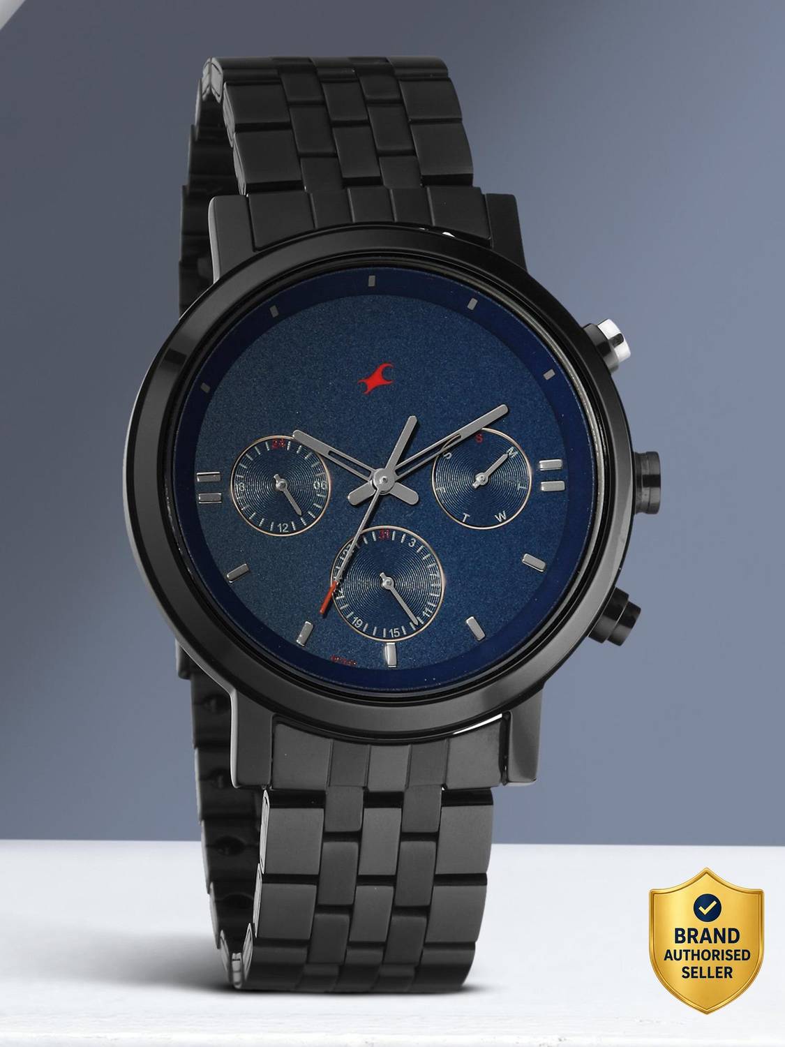 Fastrack Tick Tock 3.0 Blue Dial Black Metal Strap Watch - Men - Image 1