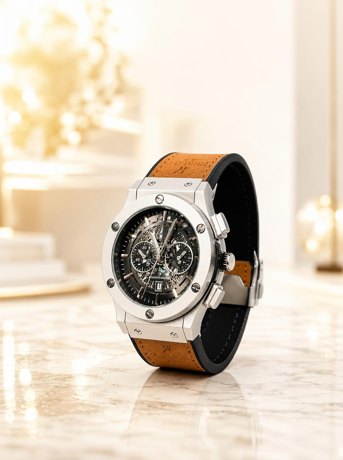 italigs Skeleton Chronograph Style Analog Quartz Watch for Men with Silicone Strap Italigs Premium Skeleton Dial Chronograph Style Men Analog Watch Series Analog Watch  - For Men