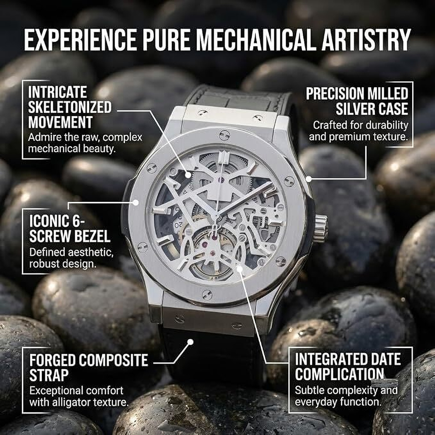 Image of GadgetGallary Men's Ultra Thin Skeleton Dial Analog Watch with Comfortable Strap Watch Analog Watch - For Men