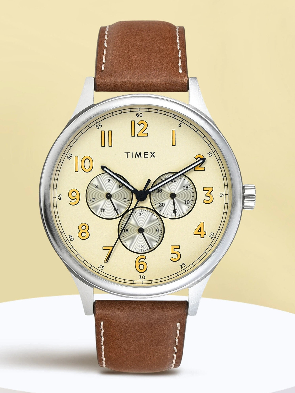 Image of TIMEX Round 43mm Champagne Dial Analog Watch - For Men