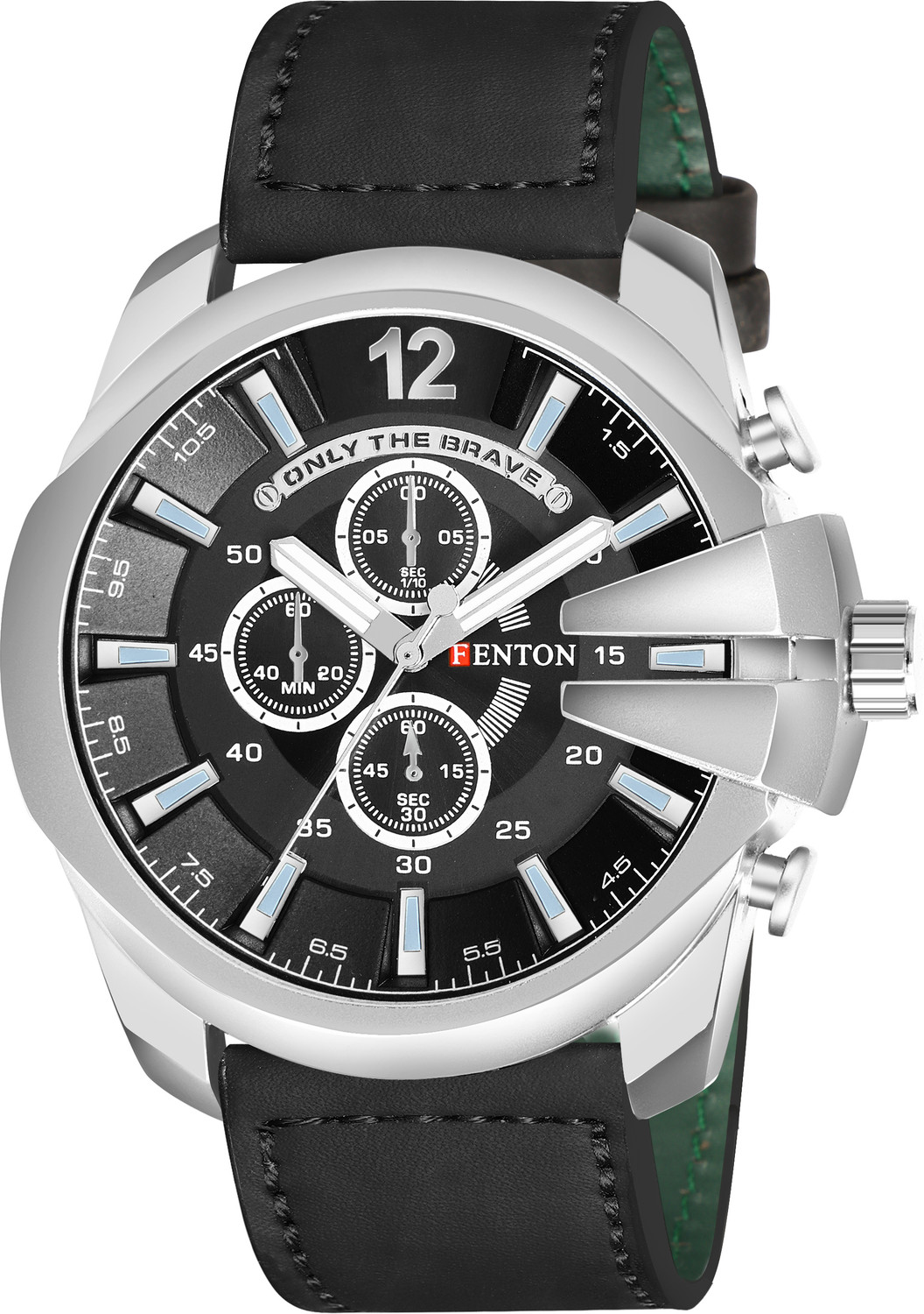 Image of FENTON WATCHES Fbn-90151 Trendy Chronograph Watch with Stainless Steel Case, Black Dial Analog Watch - For Men