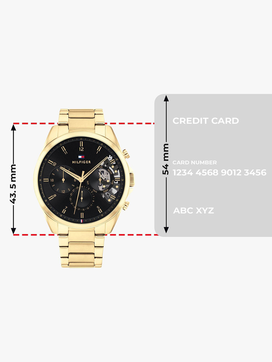 Image of TOMMY HILFIGER NCTH1710447 Tommy Hilfiger Multifunction Black Dial Gold Stainless Steel Strap Analog Watch - For Men