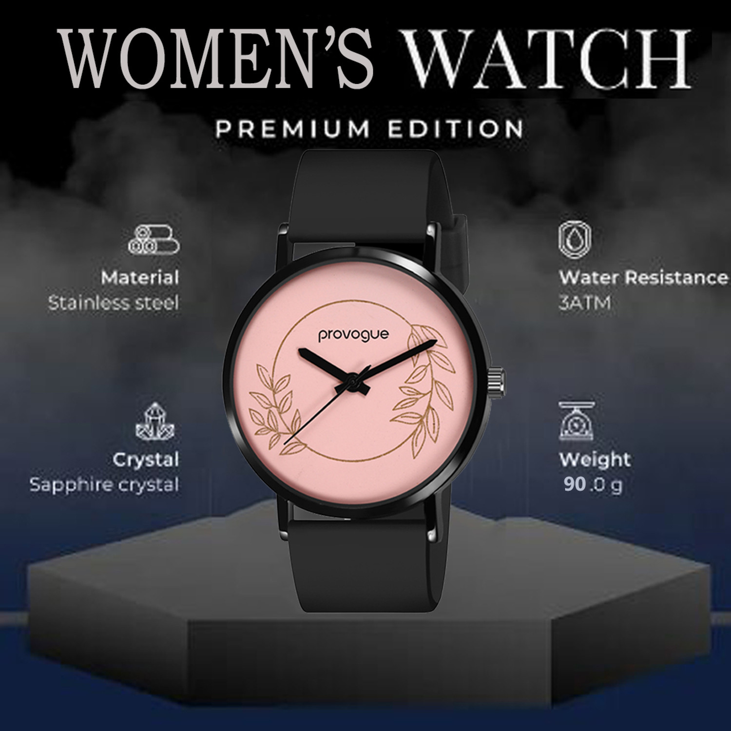 Image of PROVOGUE PG-2551 Provogue Watch For Girls||Black Silicone Band Water Resistant Quartz Watch Women Analog Watch - For Women