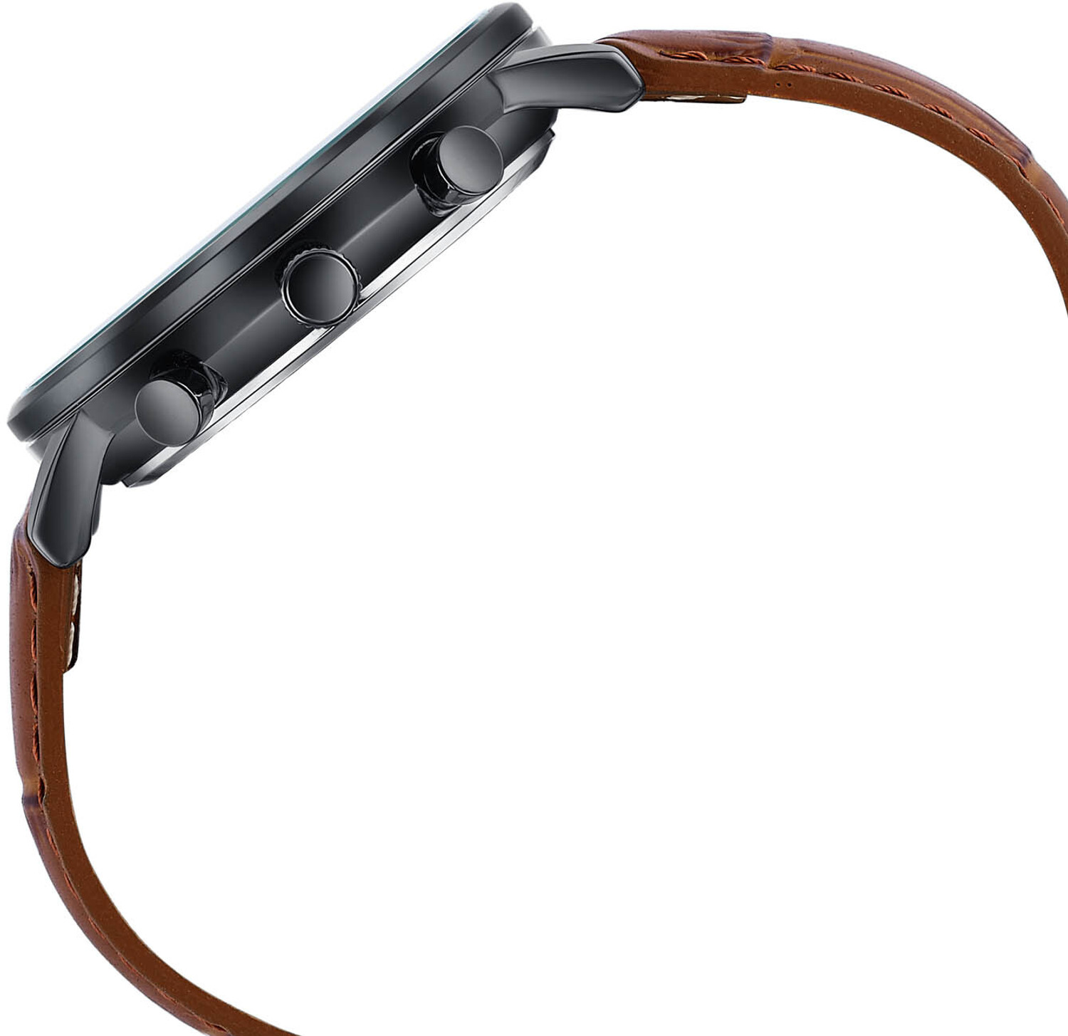 Image of SONATA Festive 2.0 Ph II Sonata Festive 2.0 Quartz Black & gold Dial Brown Leather Strap Analog Watch - For Men