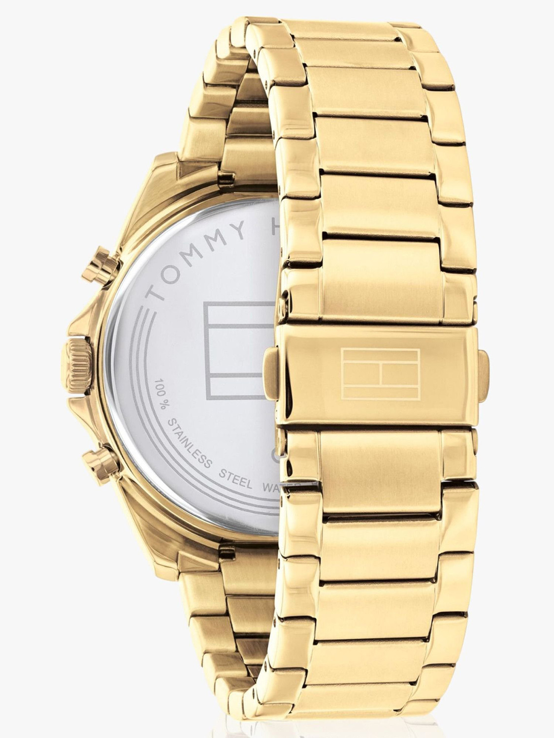 Image of TOMMY HILFIGER NCTH1710447 Tommy Hilfiger Multifunction Black Dial Gold Stainless Steel Strap Analog Watch - For Men
