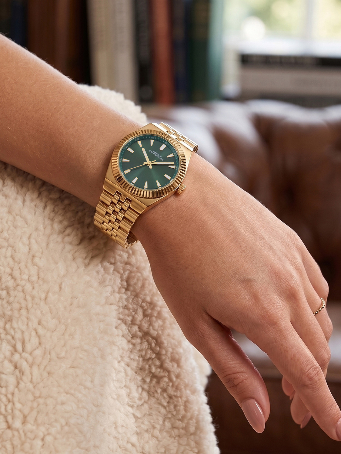Image of French Connection FCN0212GM French Connection | 3 Hands | Green Dial | Stainless Steel Strap | FCN0212GM Analog Watch - For Women