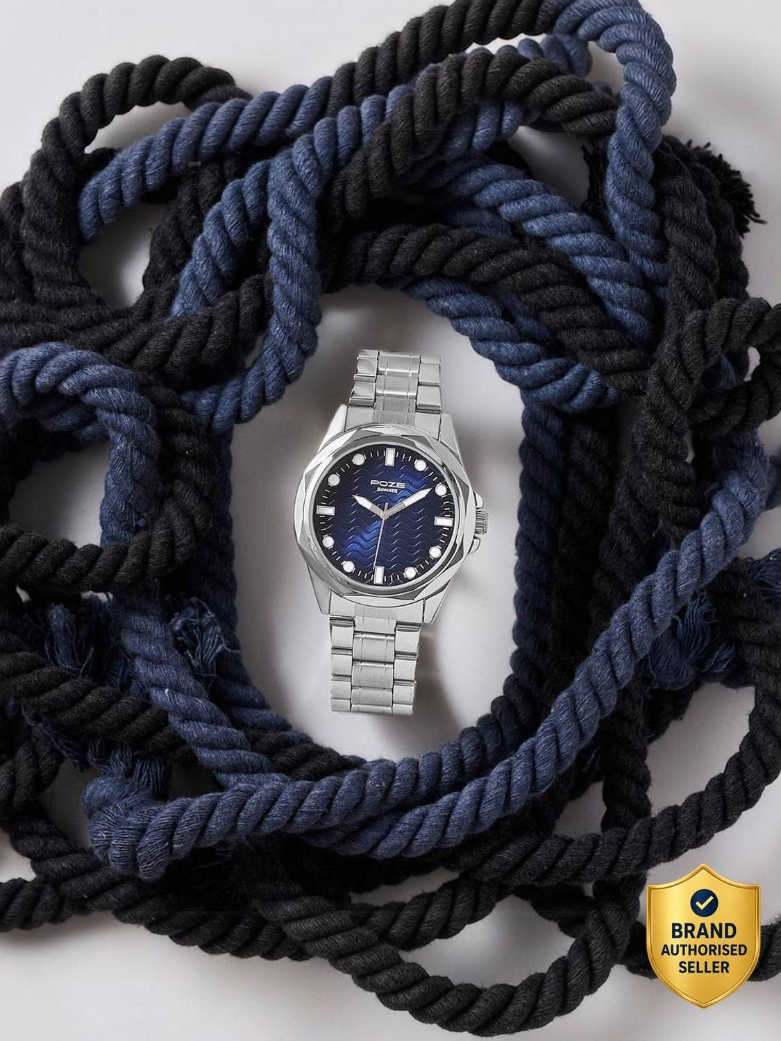 SONATA Poze 7 Blue Dial Silver Strap Analog Watch for Men