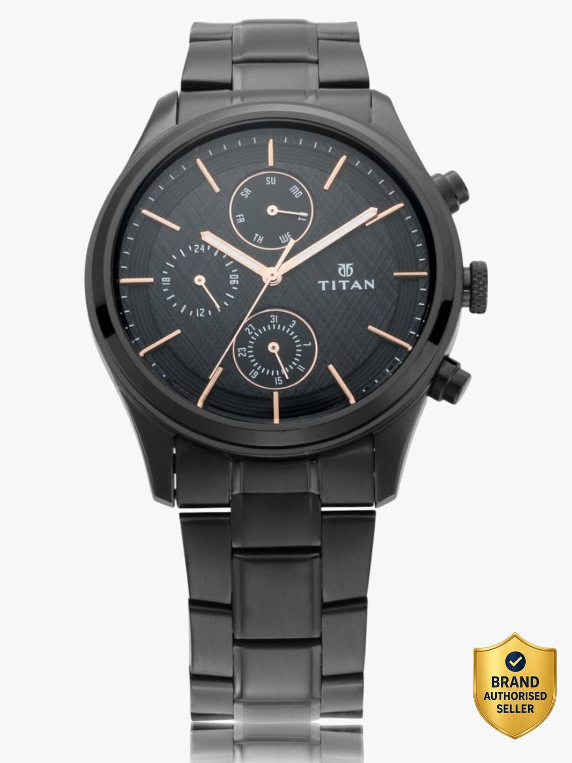 Titan Workwear Multifunction Black Dial Black MetalStrap Analog Watch - Image 1