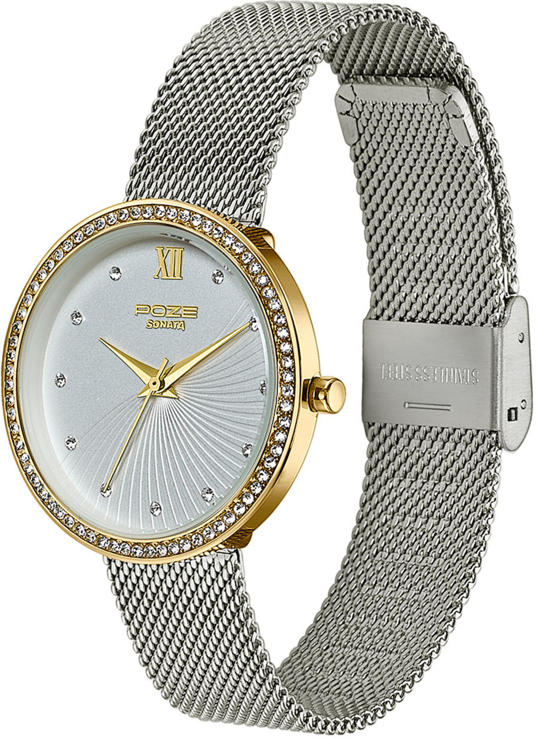 Image of SONATA Poze Drop 9.1 Poze 9 Quartz White Dial IPG Strap Analog Watch - For Women