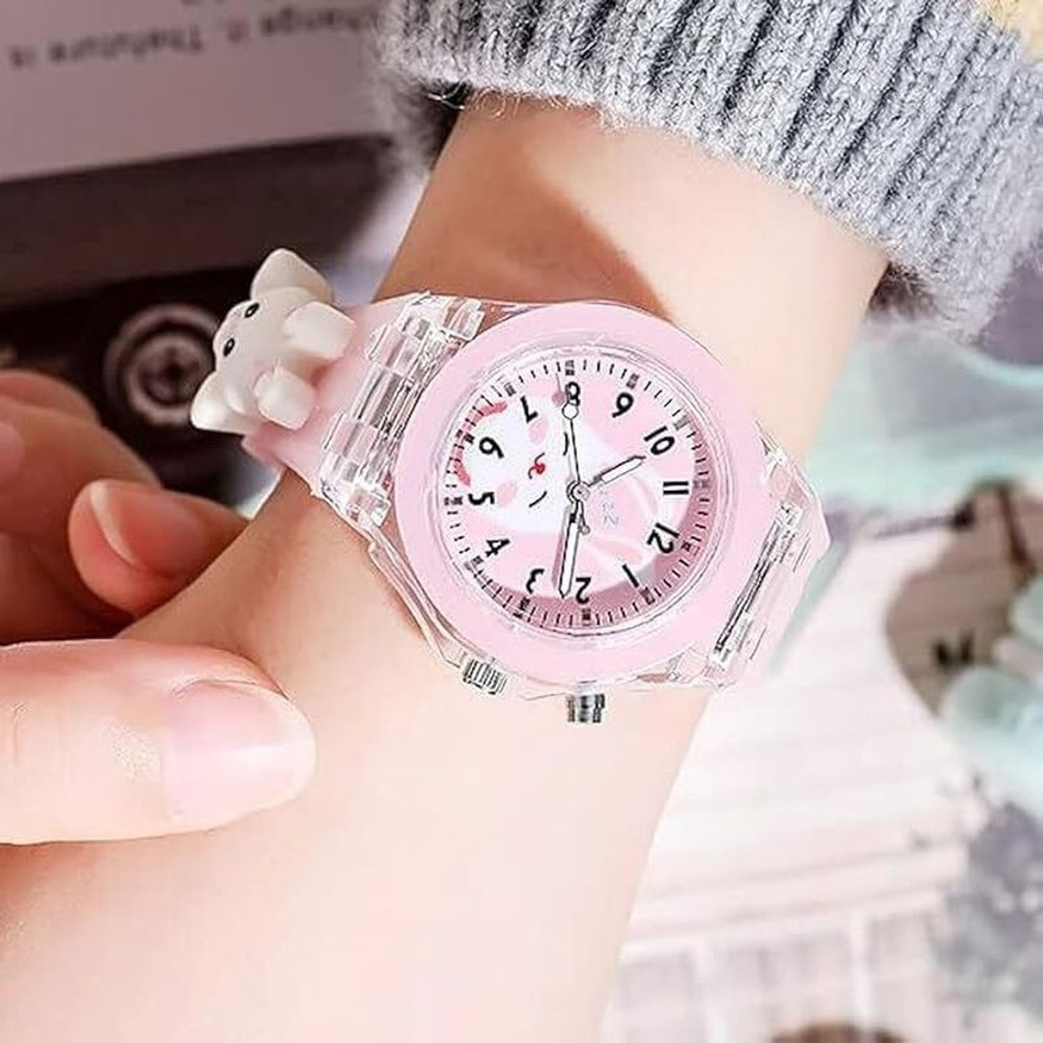 Image of Kanvictz Dial Pink Color Rabbit Cartoon Character Watch Gift for Ages 3-12 Years Dial Pink Color Rabbit Cartoon Character Watch Gift for Ages 3-12 Years Analog Watch - For Boys & Girls